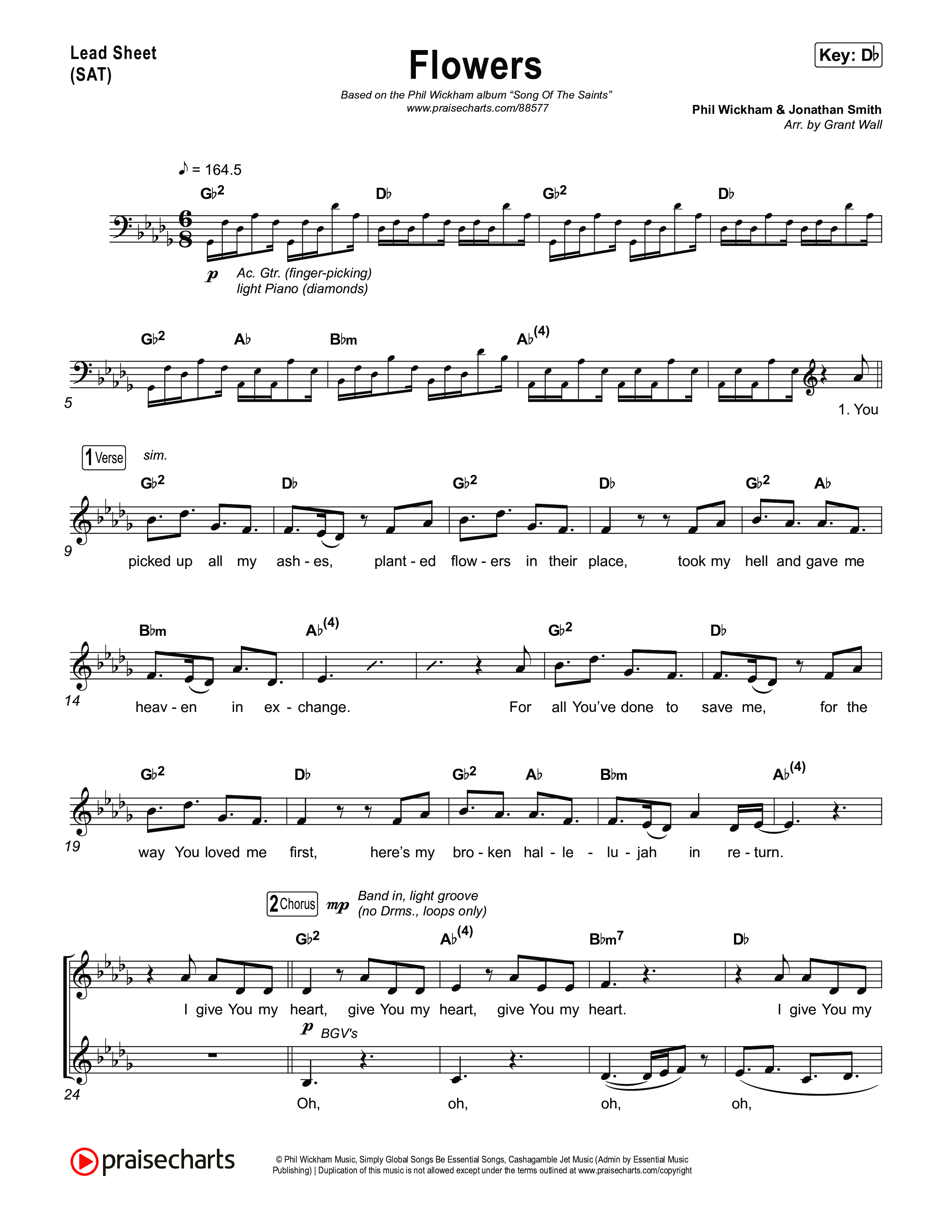 Flowers Lead Sheet (SAT) (Phil Wickham)