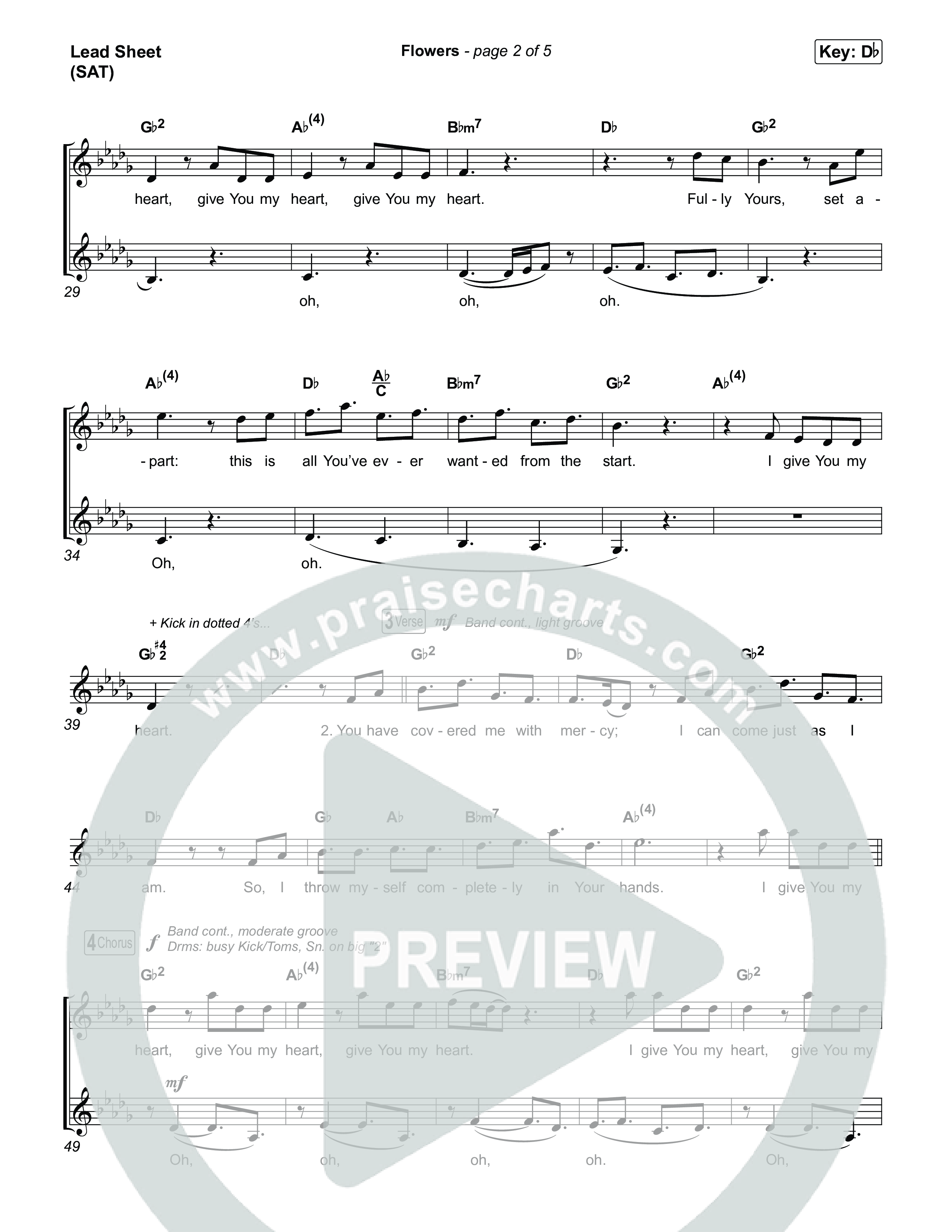 Flowers Lead Sheet (SAT) (Phil Wickham)