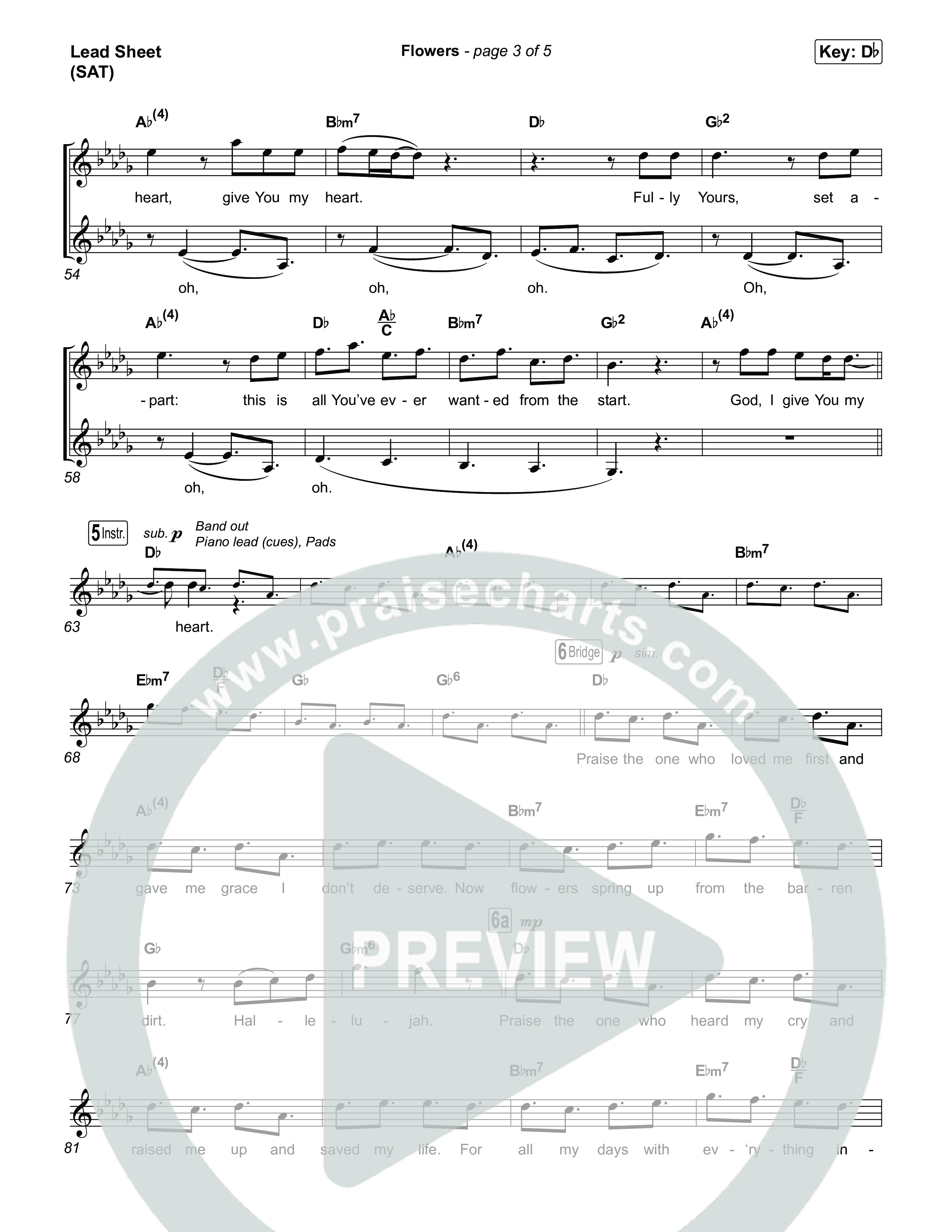 Flowers Lead Sheet (SAT) (Phil Wickham)