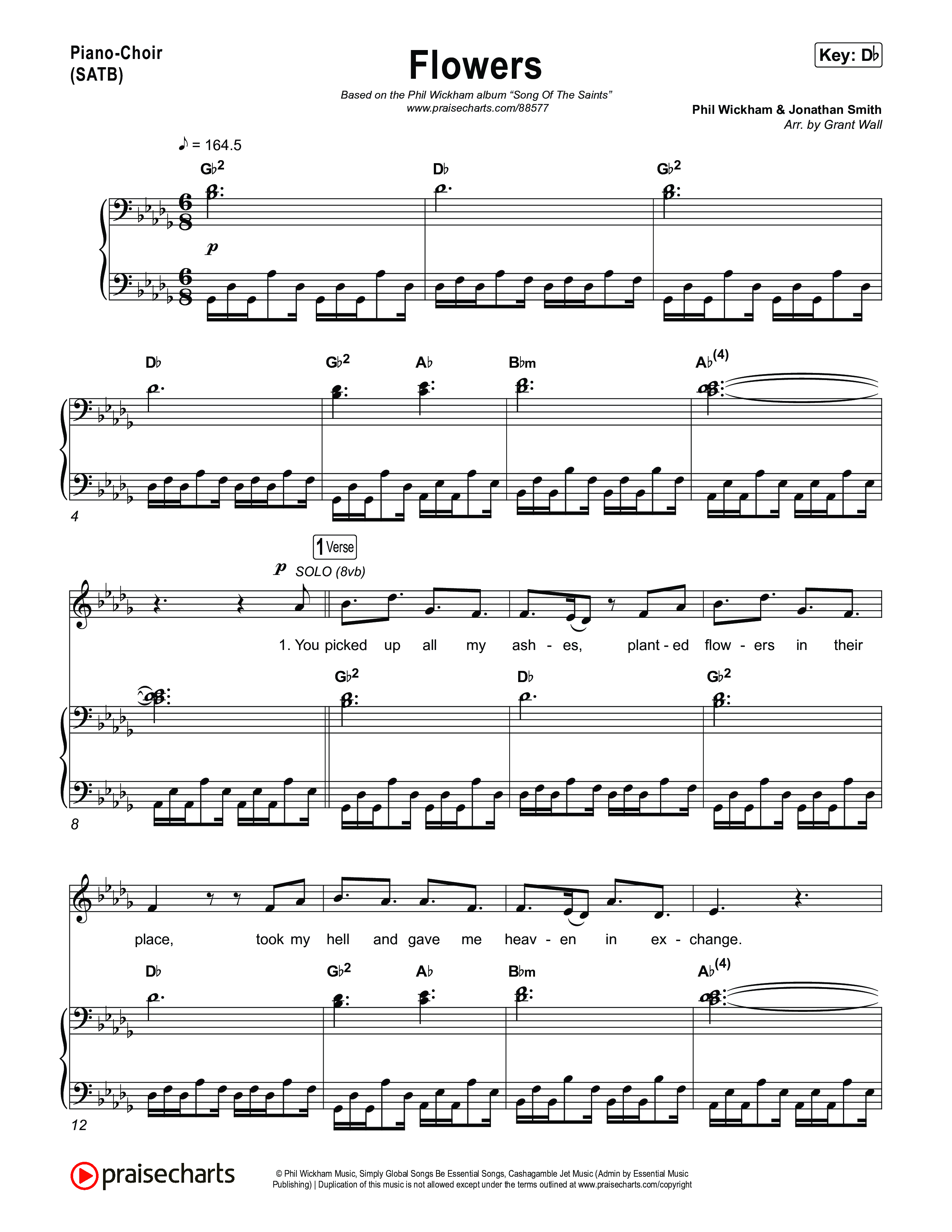 Flowers Piano/Vocal Pack (Phil Wickham)