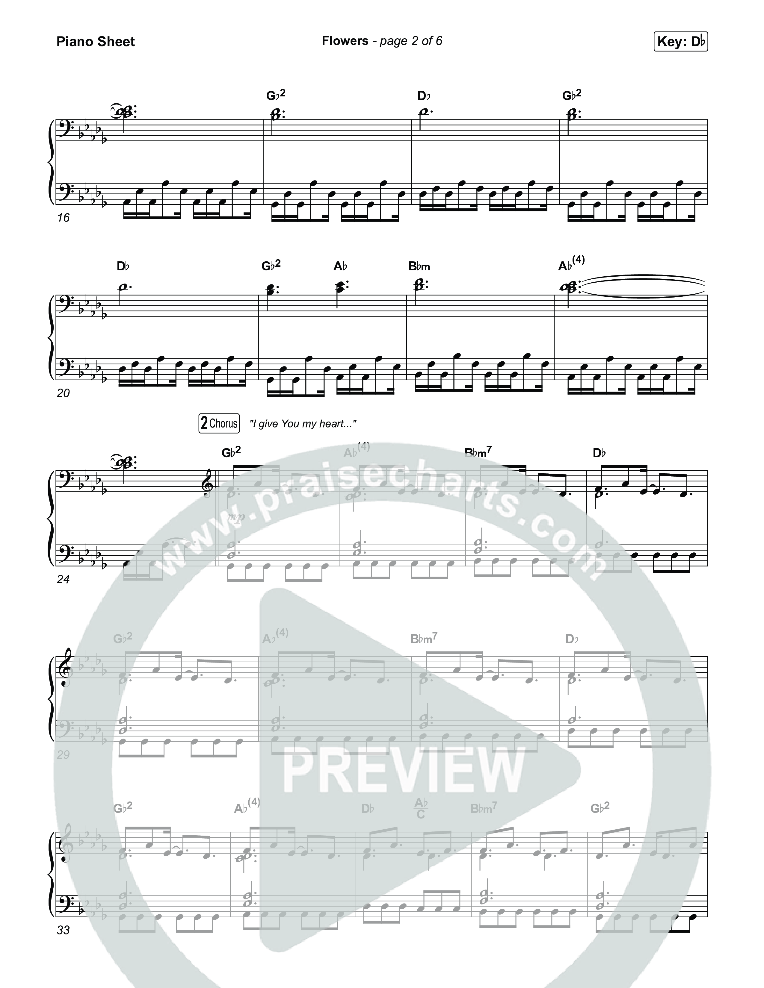 Flowers Piano Sheet (Phil Wickham)