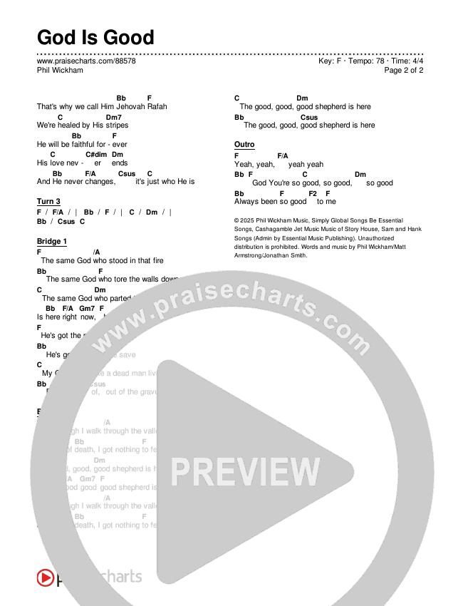 God Is Good Chords & Lyrics (Phil Wickham)