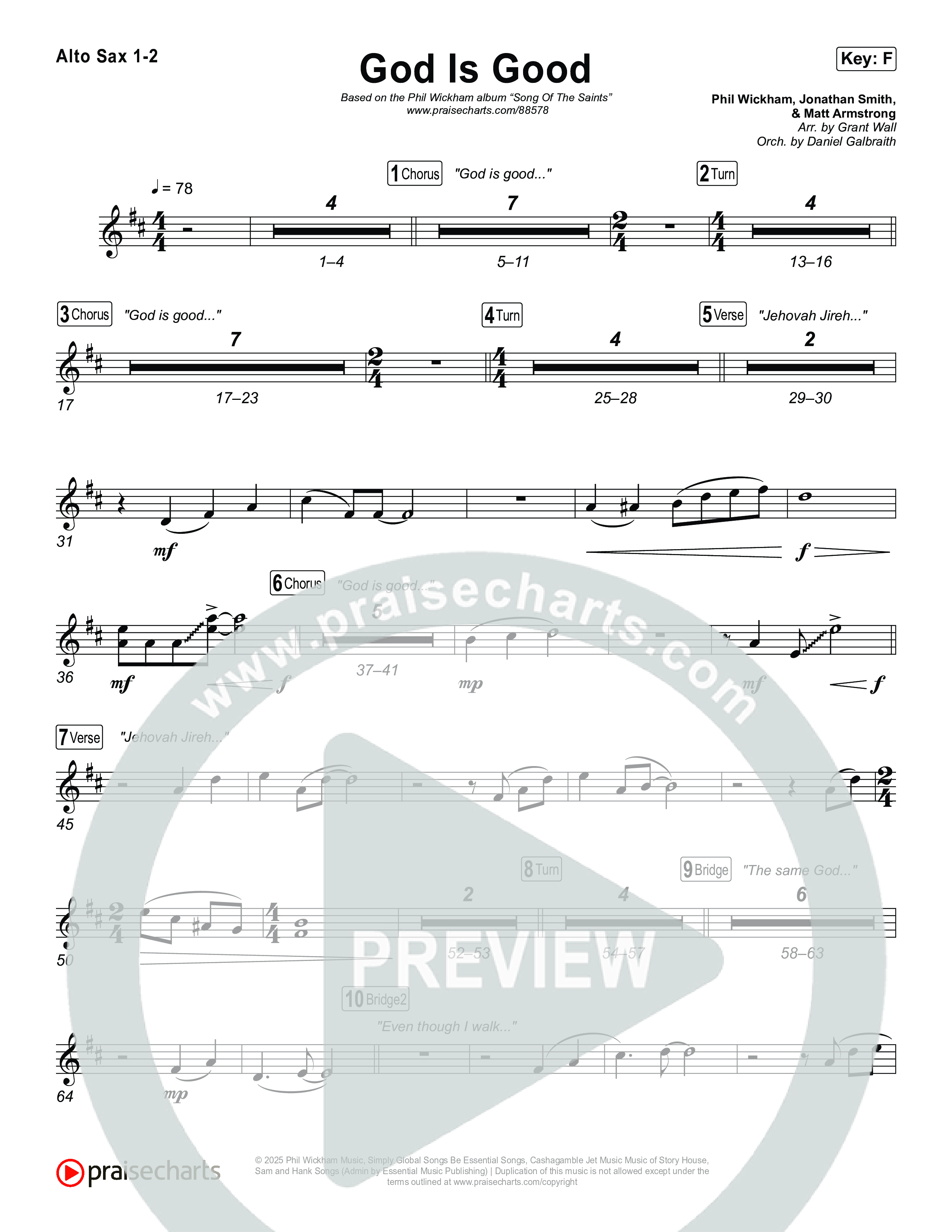 God Is Good Alto Sax 1,2 (Phil Wickham)