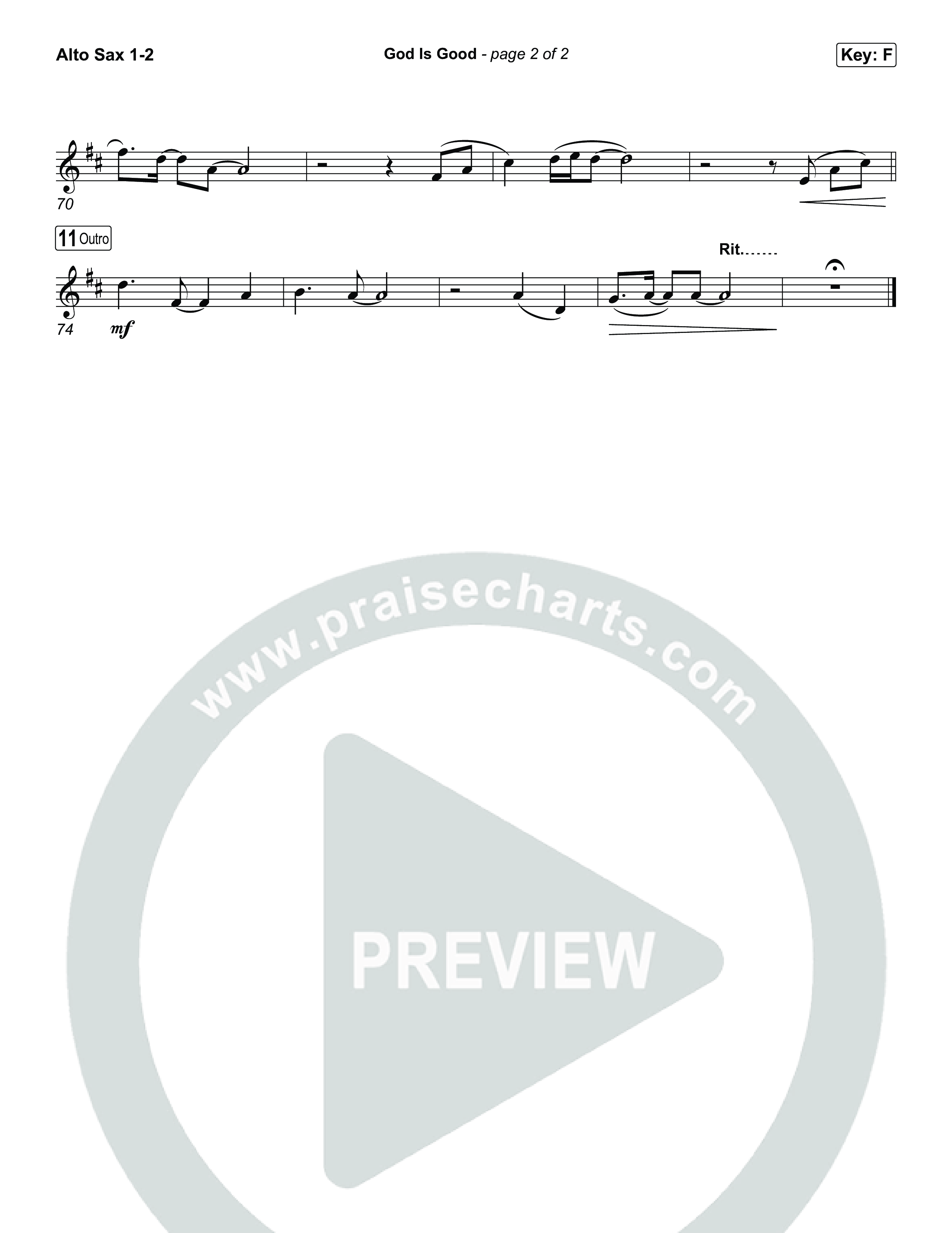 God Is Good Alto Sax 1,2 (Phil Wickham)