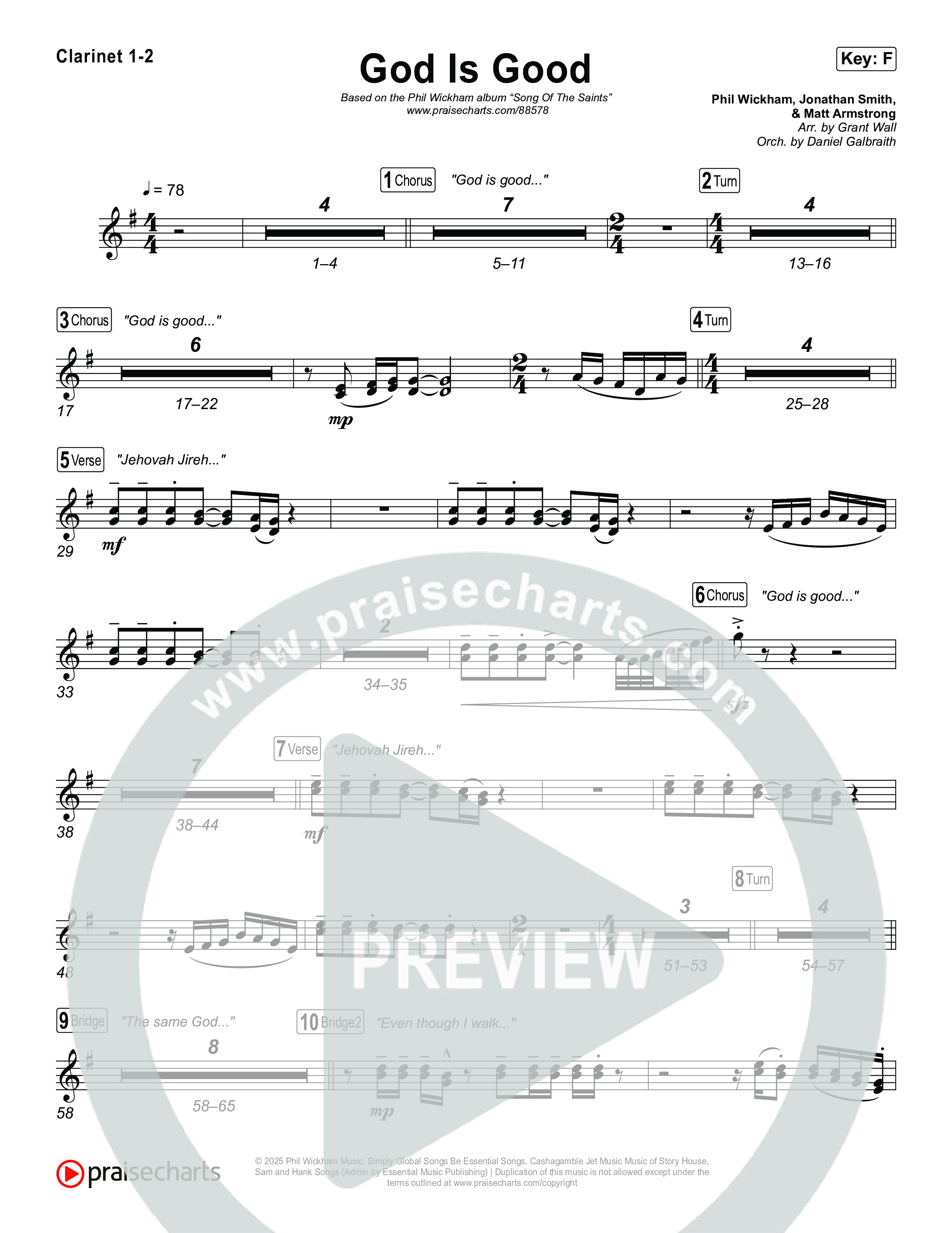 God Is Good Clarinet 1/2 (Phil Wickham)