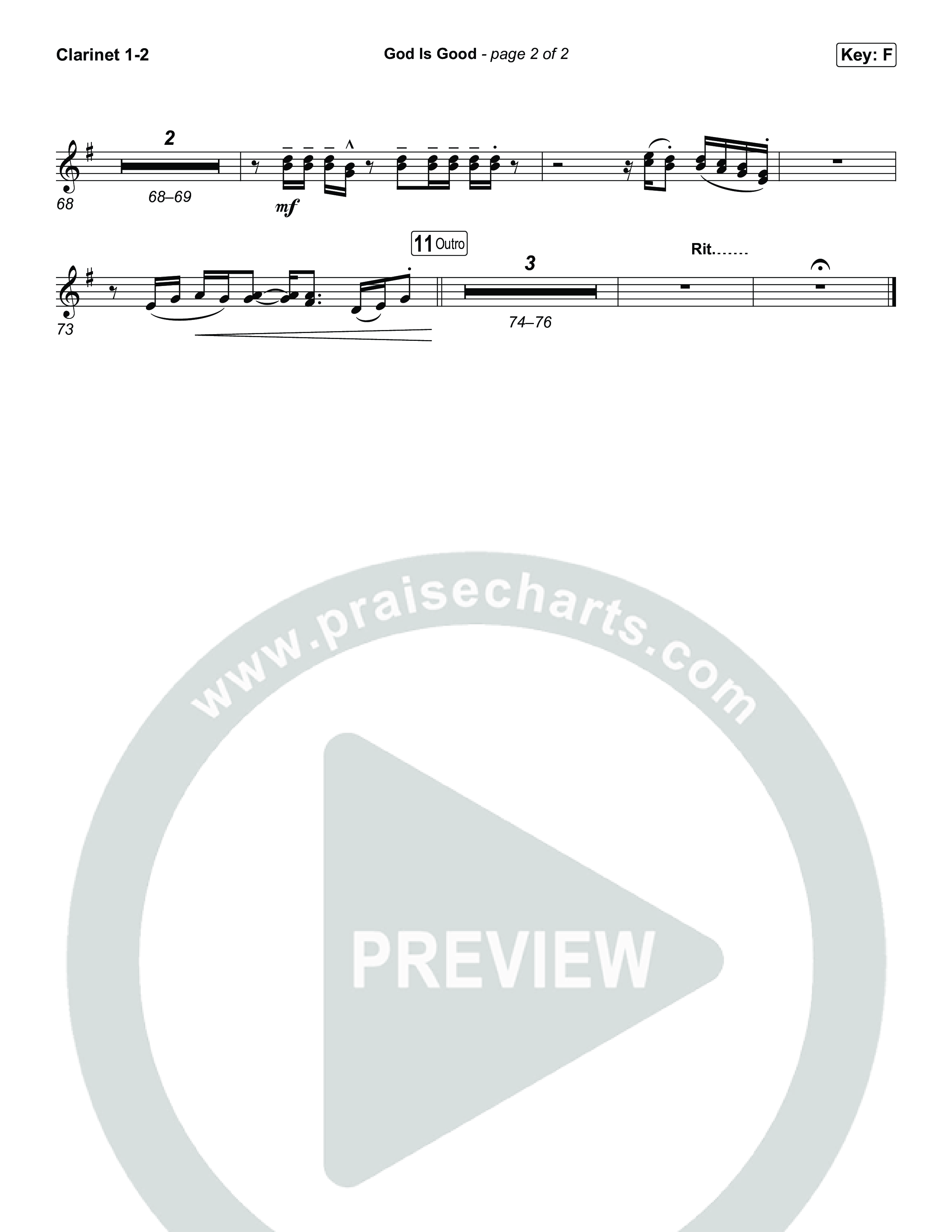 God Is Good Clarinet 1/2 (Phil Wickham)