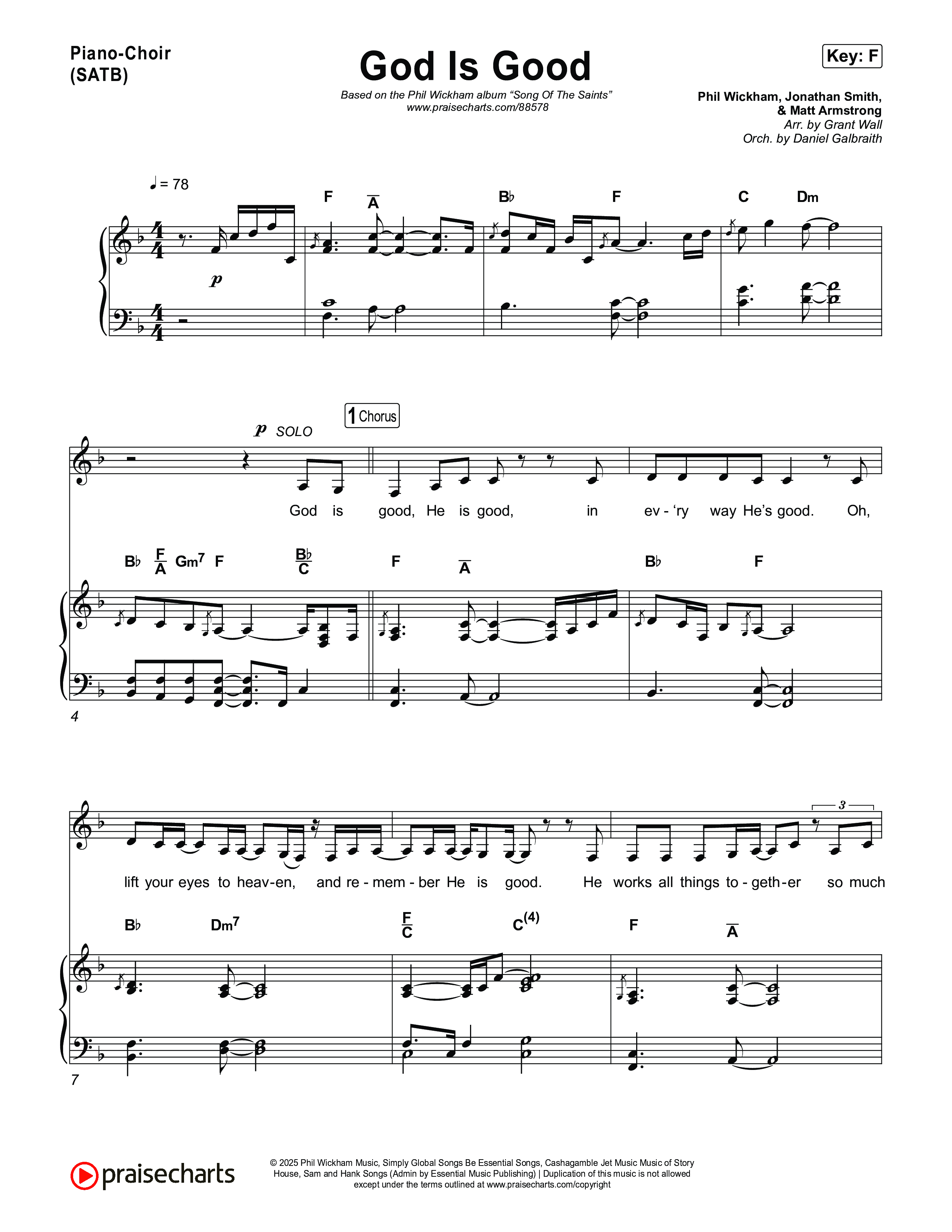 God Is Good Piano/Vocal Pack (Phil Wickham)