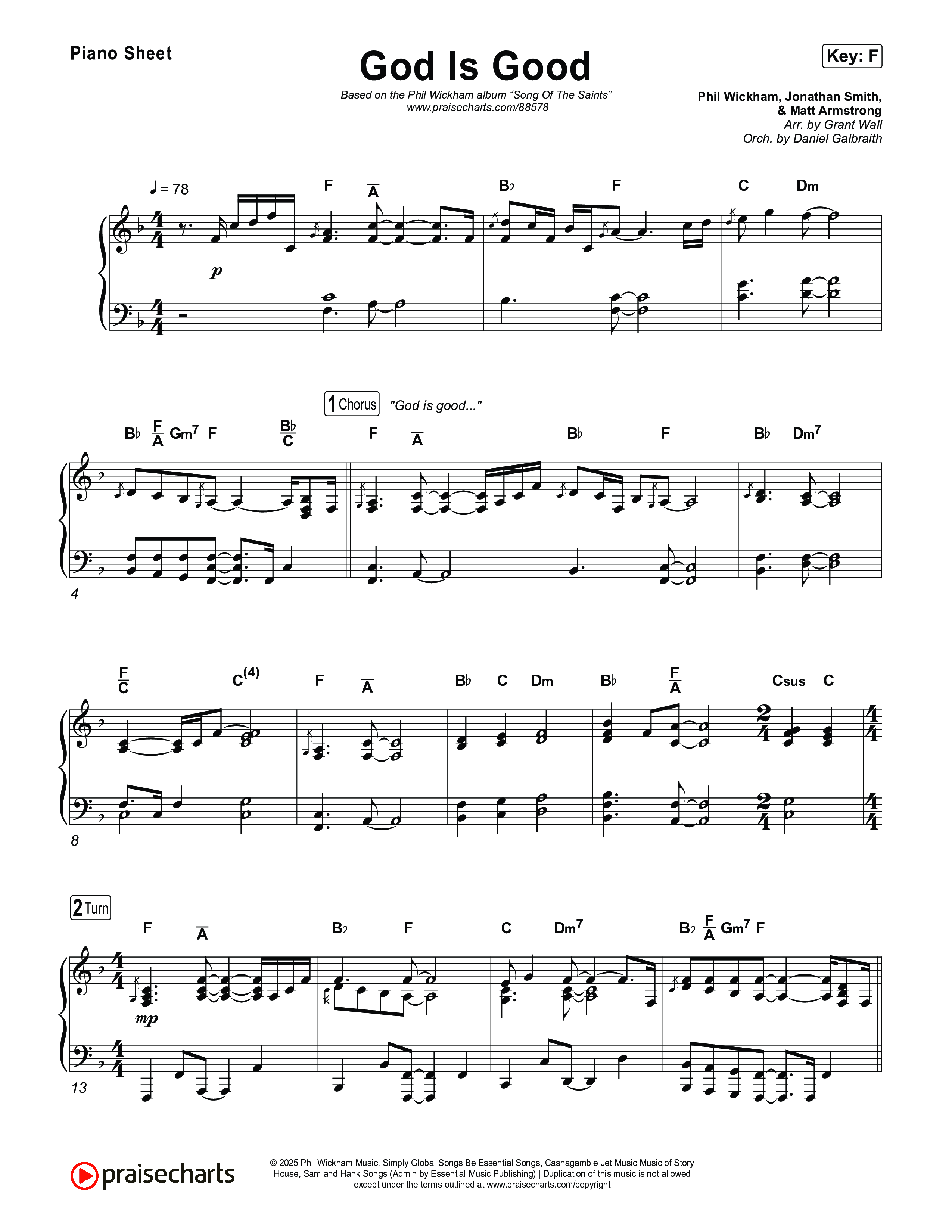God Is Good Piano Sheet (Phil Wickham)