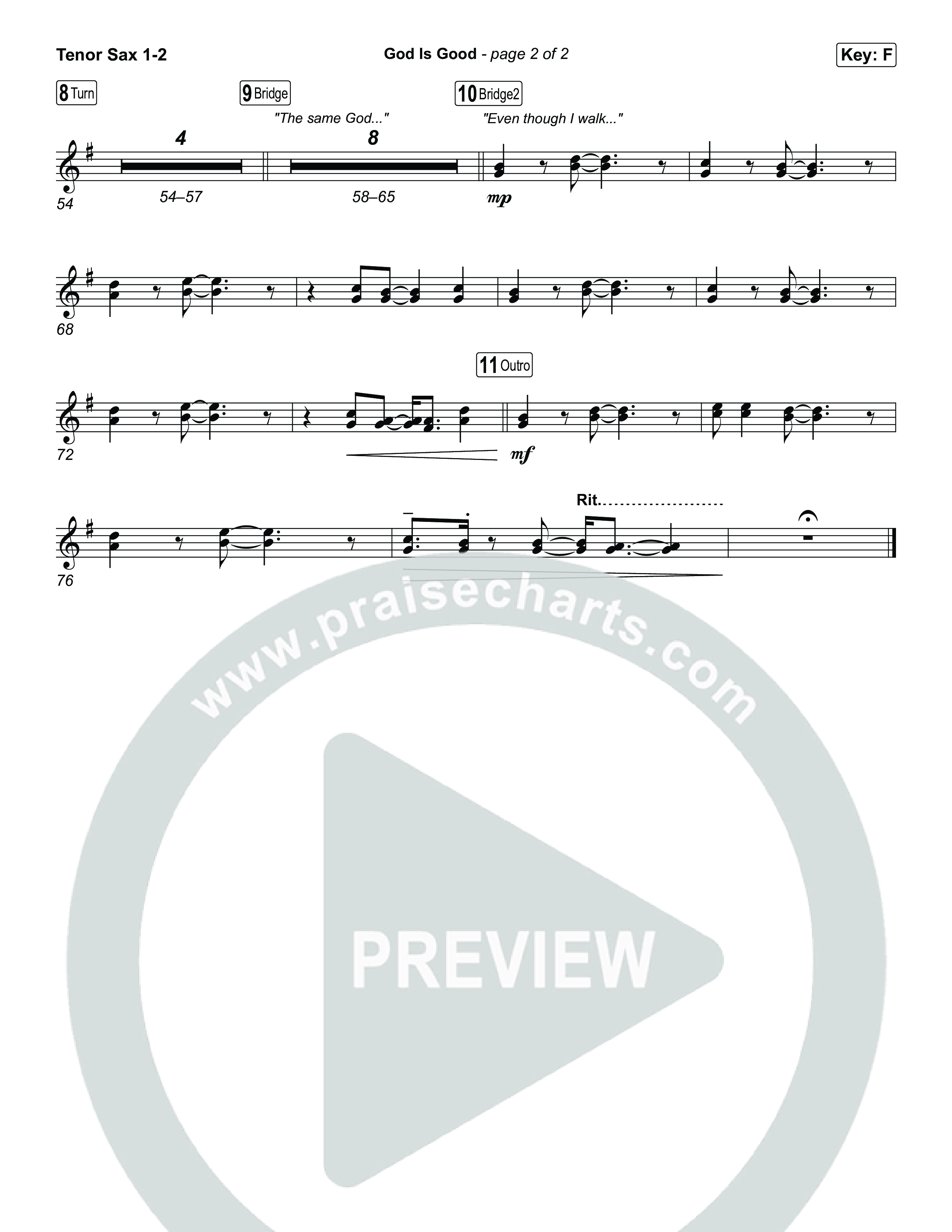 God Is Good Tenor Sax 1,2 (Phil Wickham)