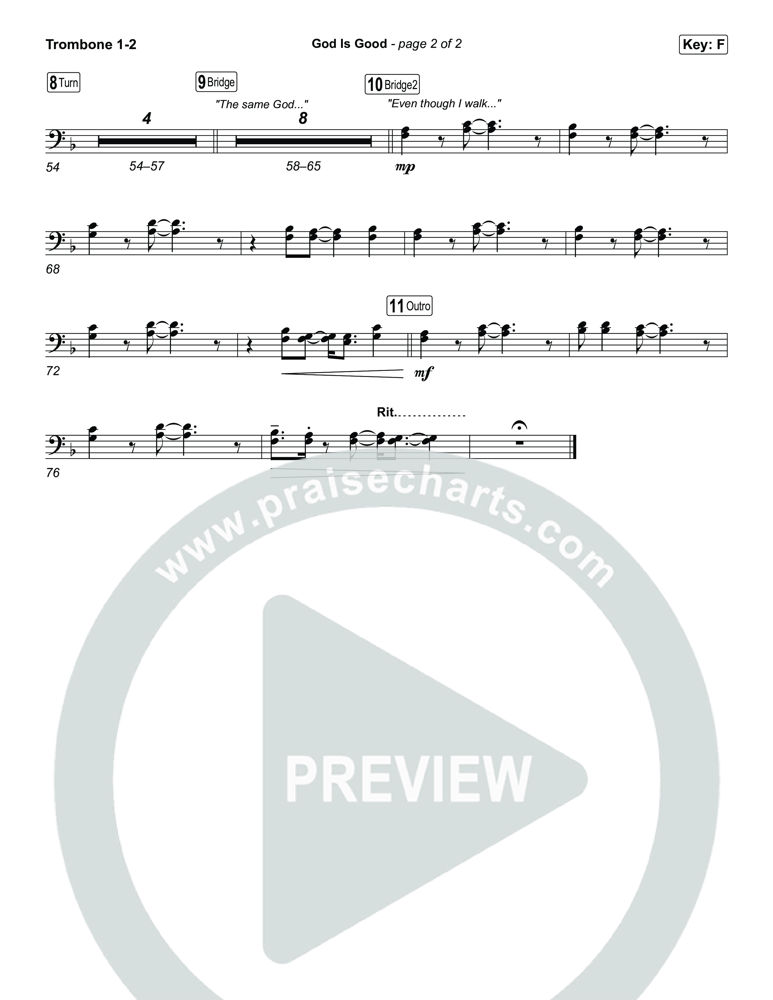 God Is Good Trombone 1/2 (Phil Wickham)