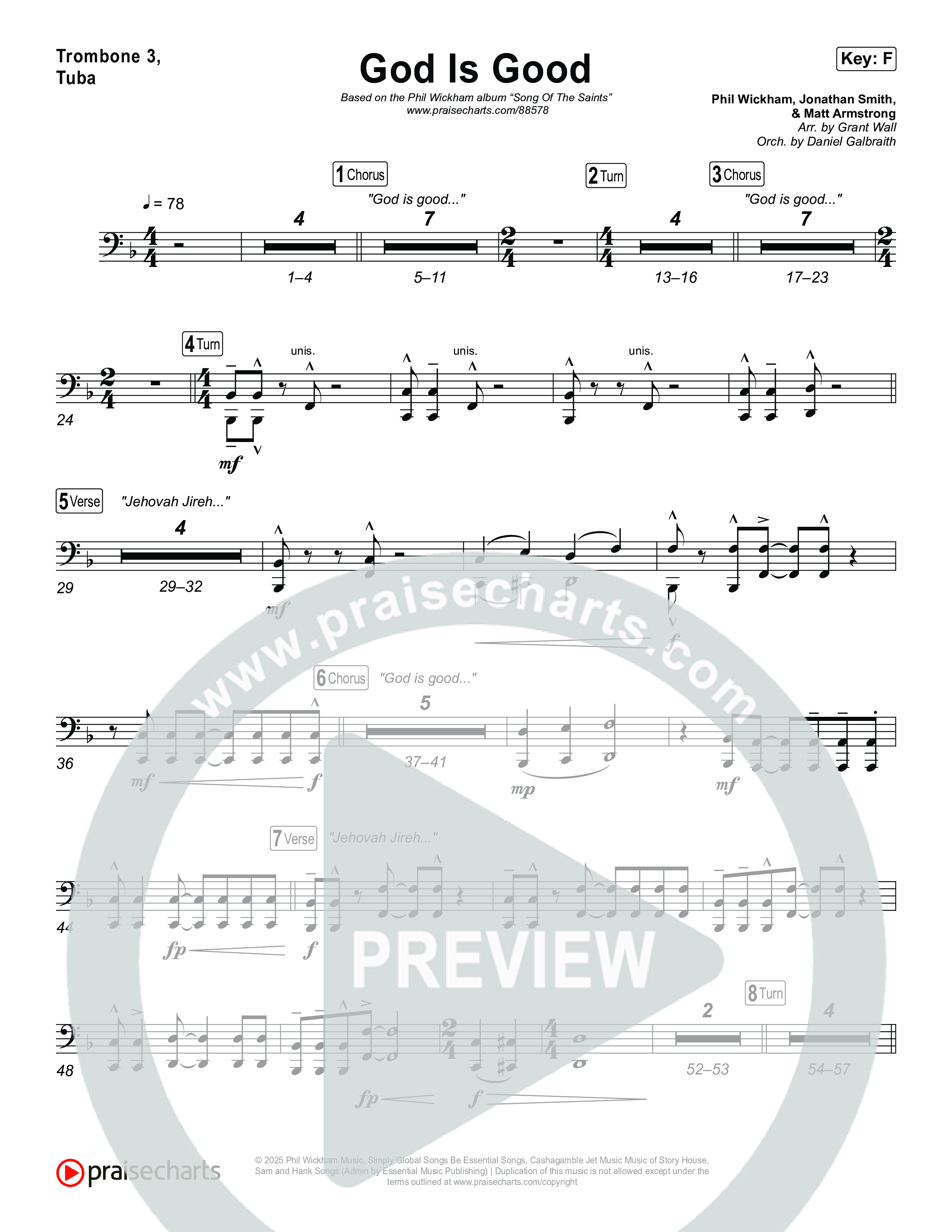God Is Good Trombone 3/Tuba (Phil Wickham)
