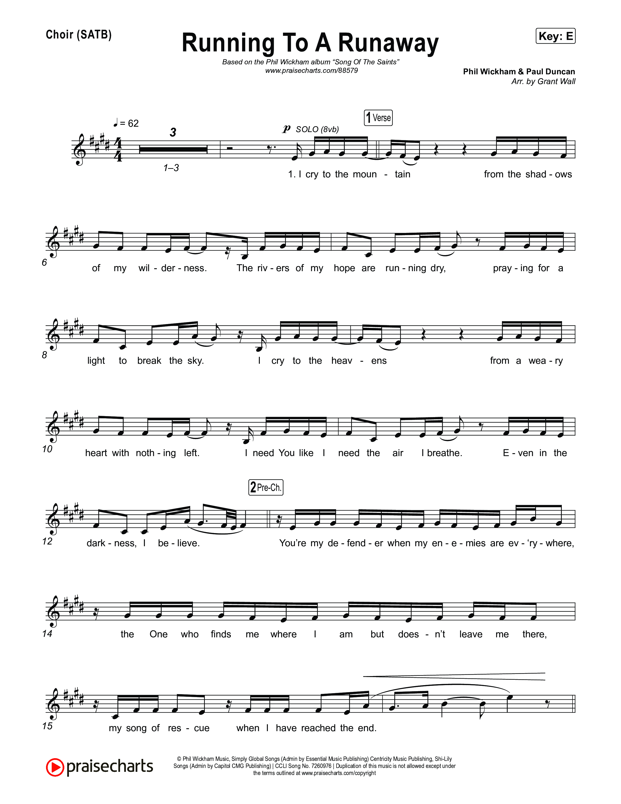 Running To A Runaway Choir Sheet (SATB) (Phil Wickham)