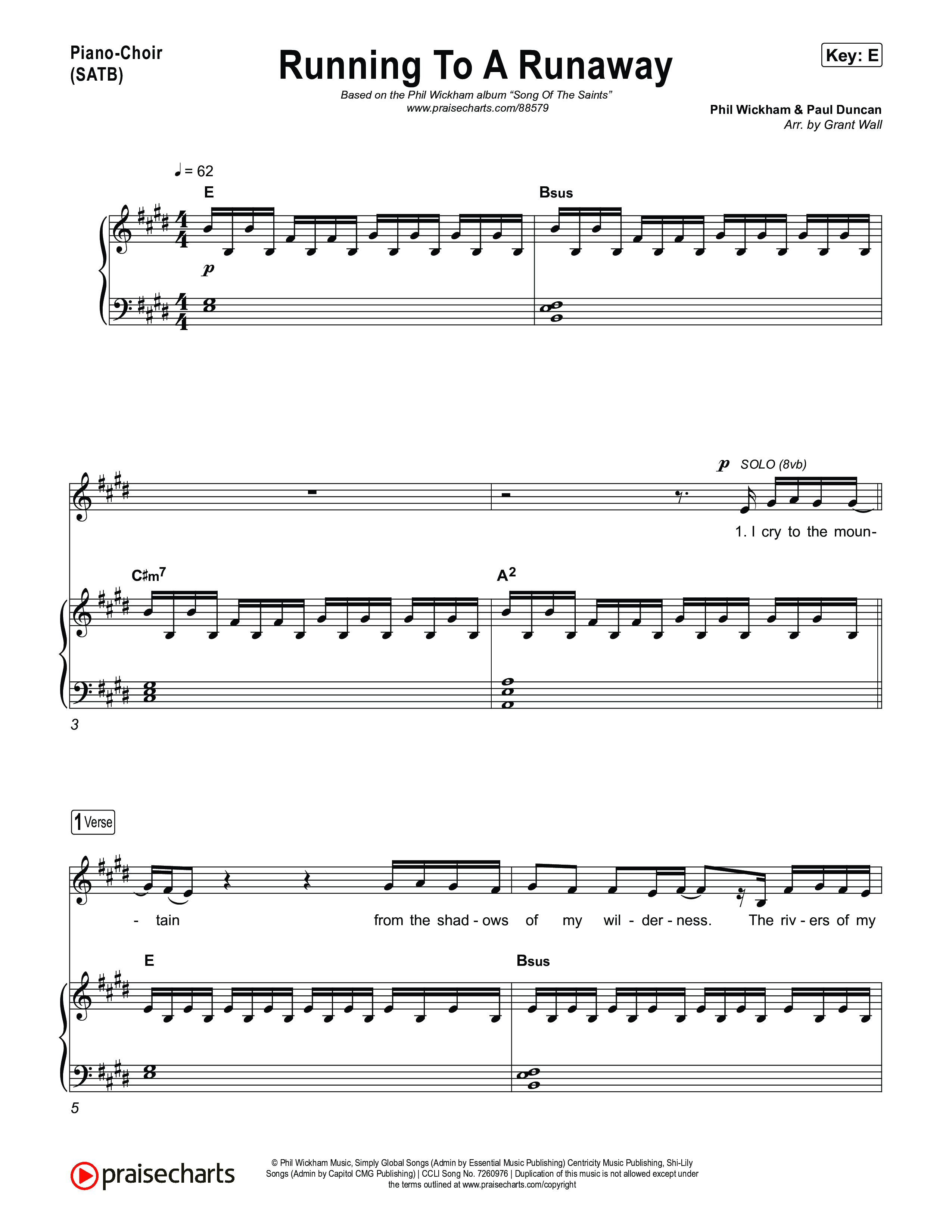 Running To A Runaway Piano/Vocal Pack (Phil Wickham)