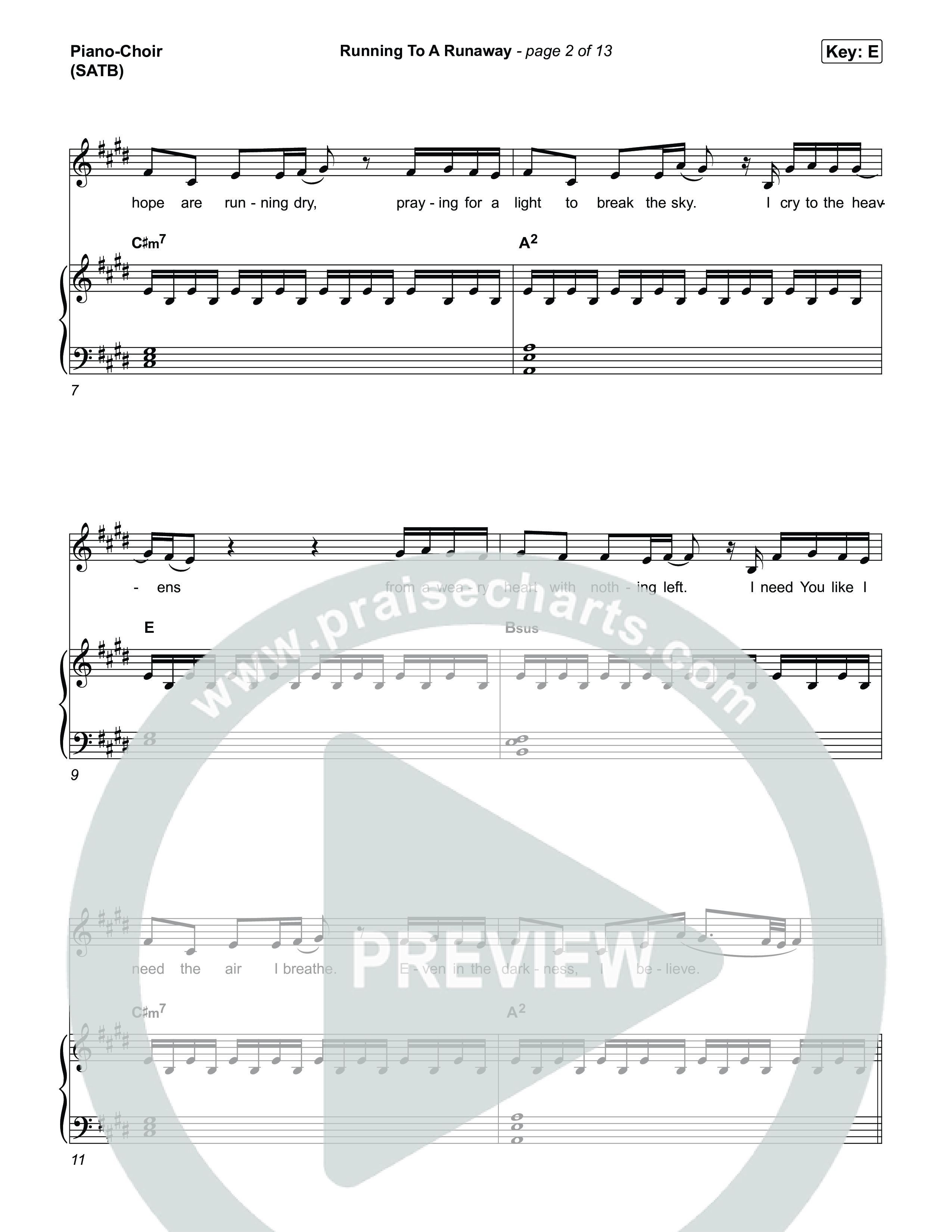 Running To A Runaway Piano/Vocal Pack (Phil Wickham)