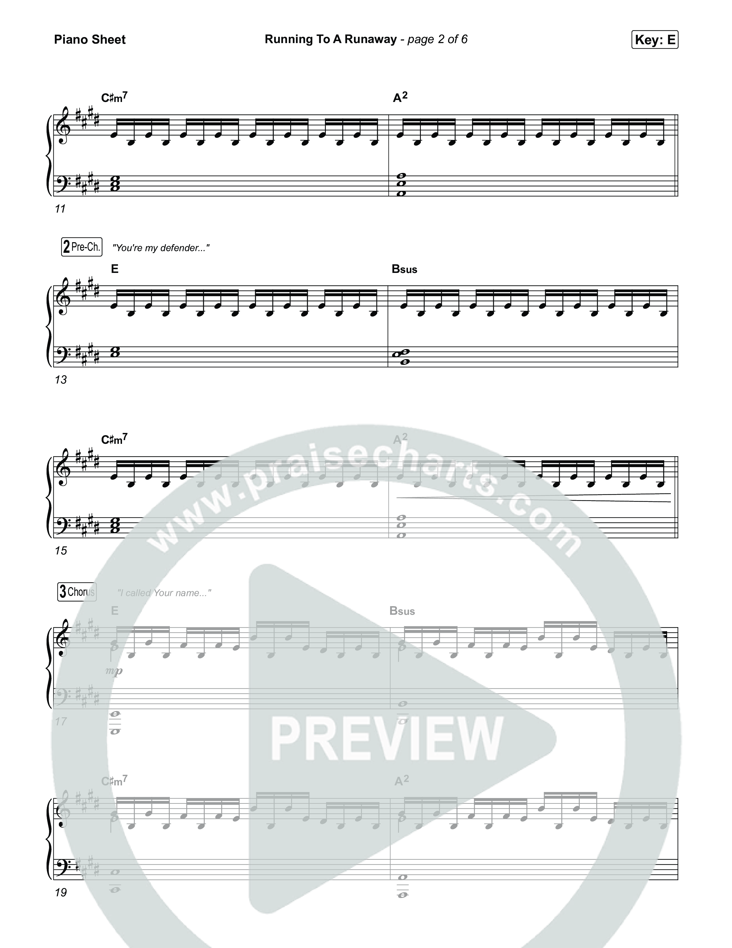 Running To A Runaway Piano Sheet (Phil Wickham)