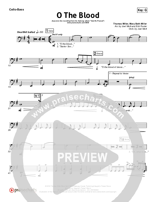 O The Blood Cello/Bass (Gateway Worship)