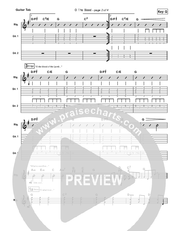 O The Blood Guitar Tab (Gateway Worship)