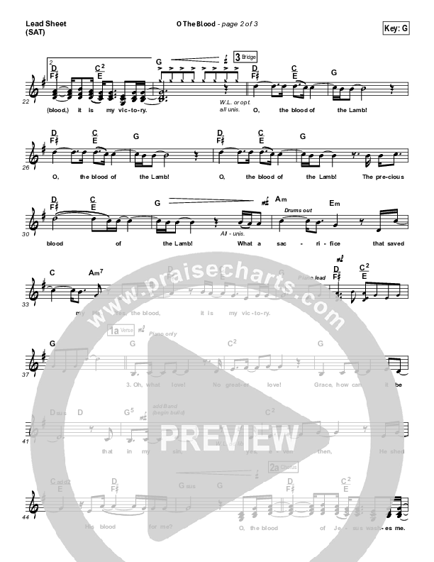 O The Blood Lead Sheet (SAT) (Gateway Worship)