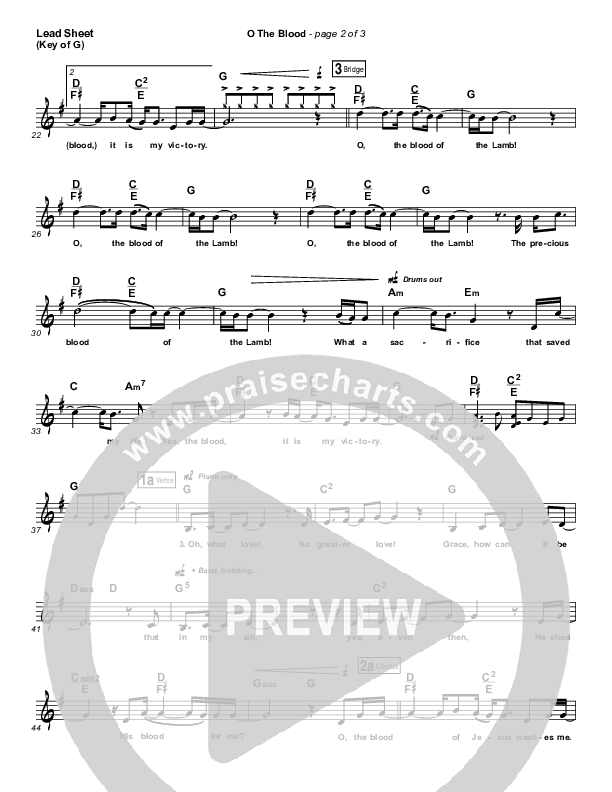 O The Blood Lead Sheet (Melody) (Gateway Worship)