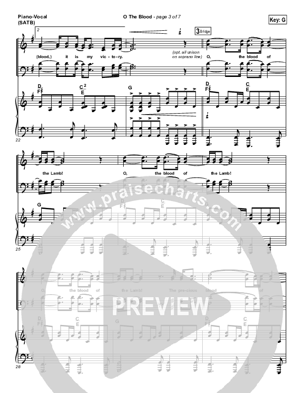 O The Blood Piano/Vocal (SATB) (Gateway Worship)