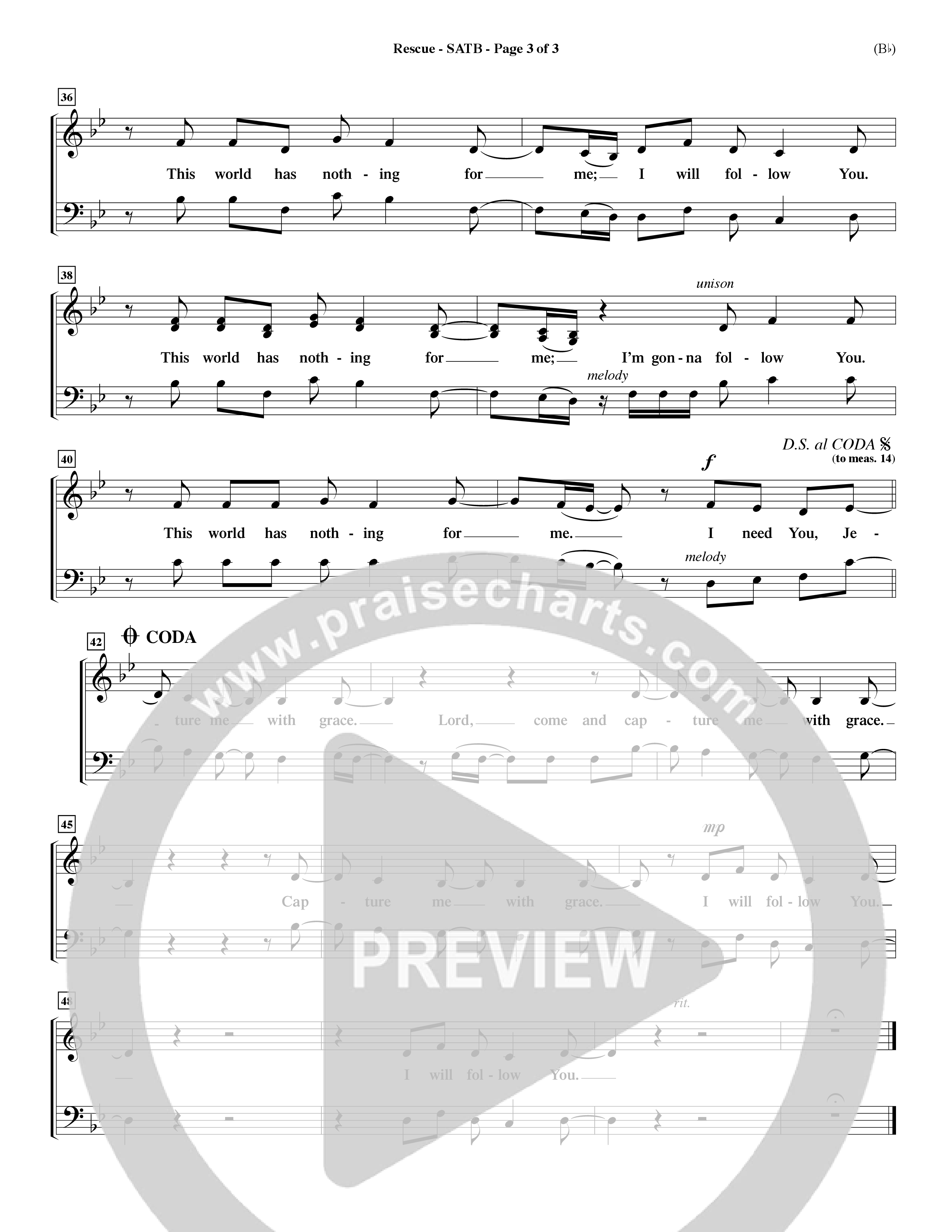Rescue (Choral Anthem SATB) Choir Sheet (SATB) (Word Music Choral / Orch. Dave Williamson)
