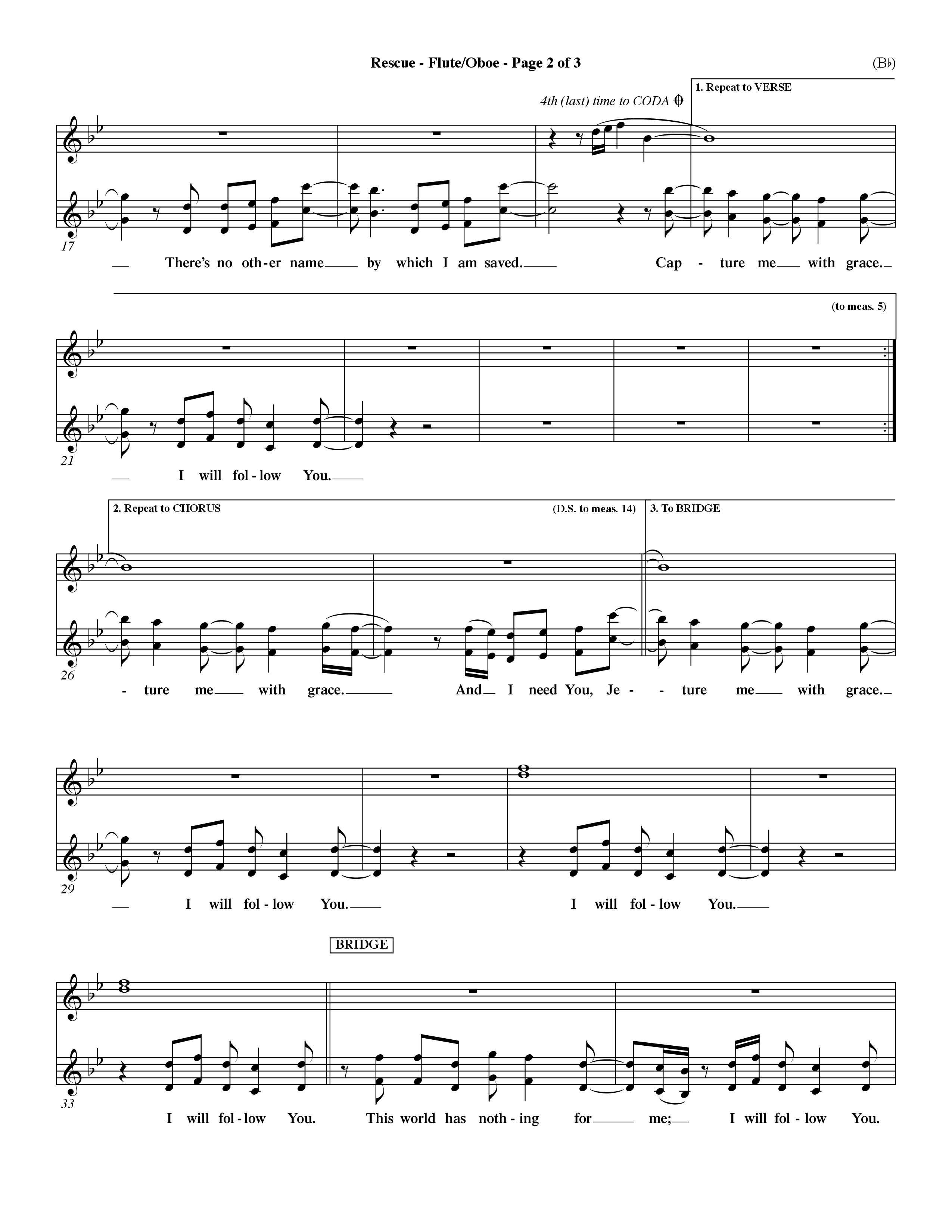 Rescue (Choral Anthem SATB) Flute/Oboe (Word Music Choral / Orch. Dave Williamson)
