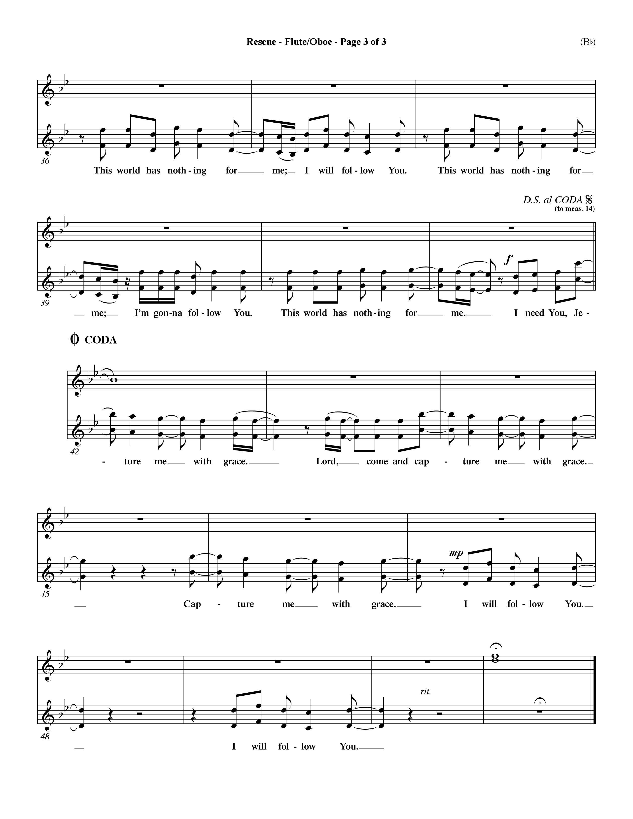 Rescue (Choral Anthem SATB) Flute/Oboe (Word Music Choral / Orch. Dave Williamson)