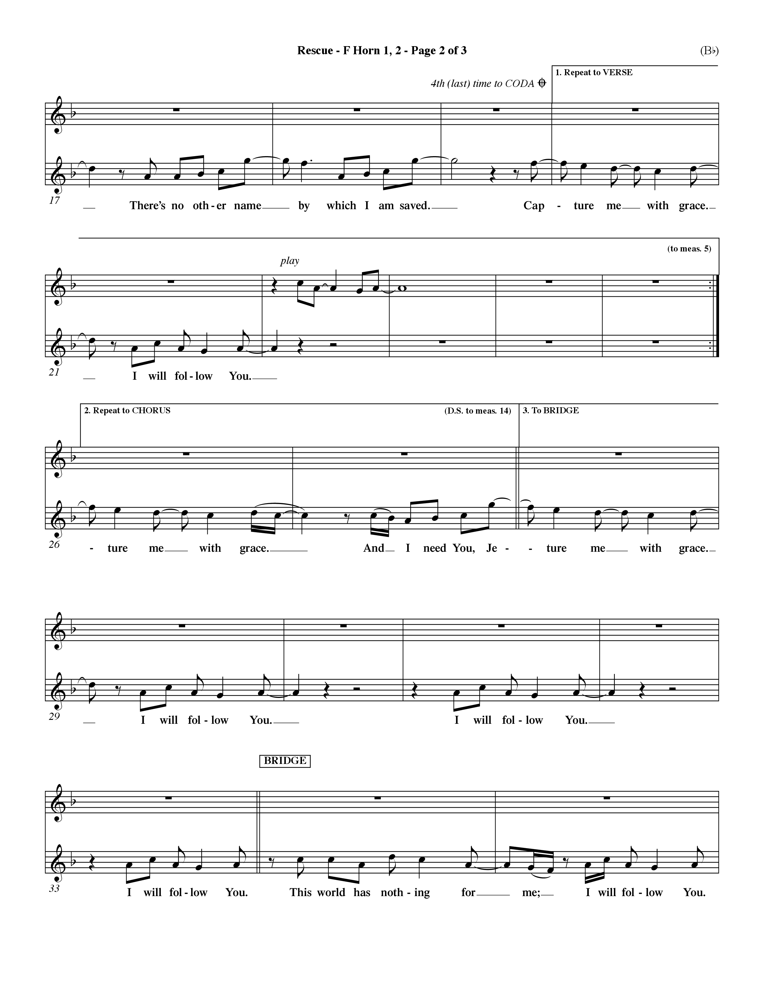 Rescue (Choral Anthem SATB) French Horn (Word Music Choral / Orch. Dave Williamson)