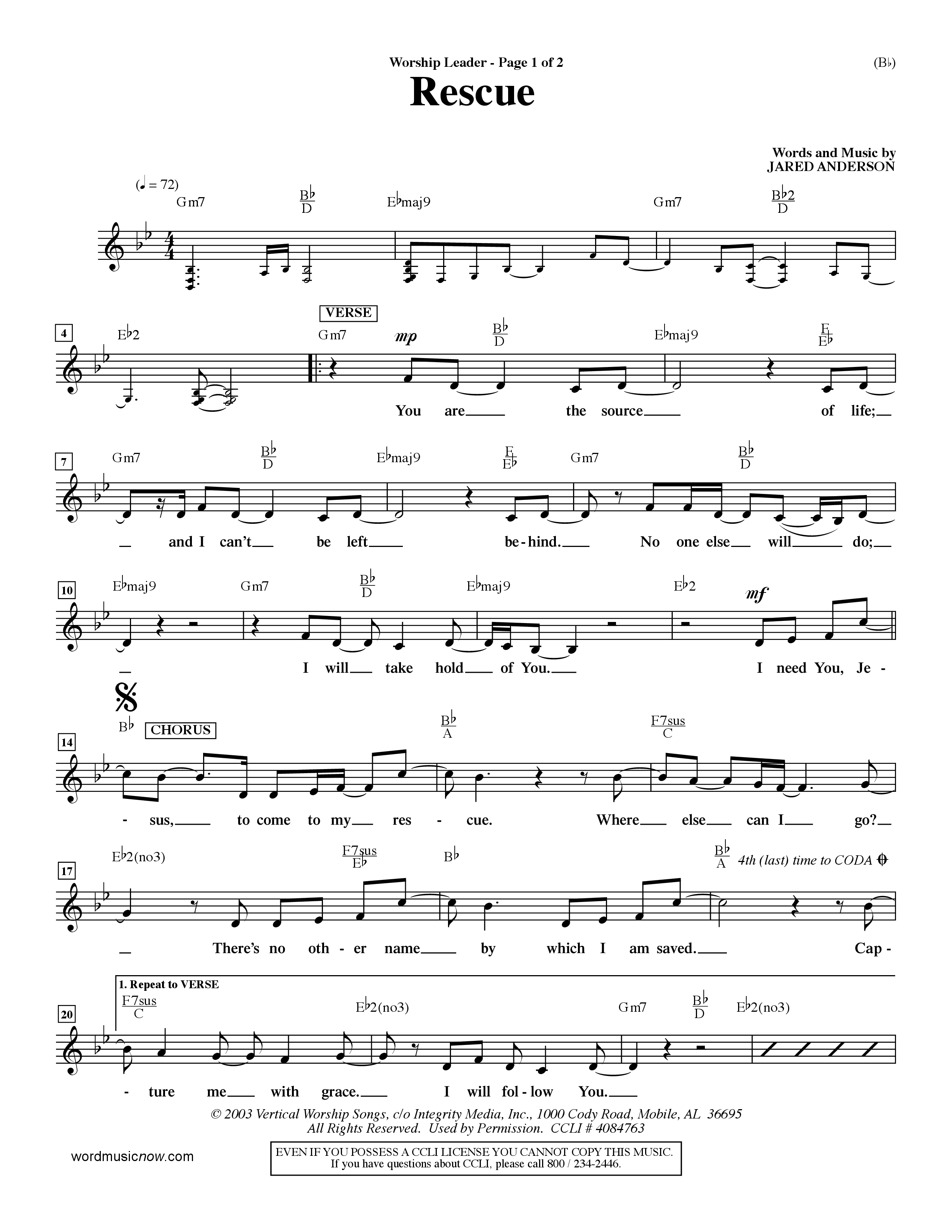 Rescue (Choral Anthem SATB) Rhythm Pack (Word Music Choral / Orch. Dave Williamson)