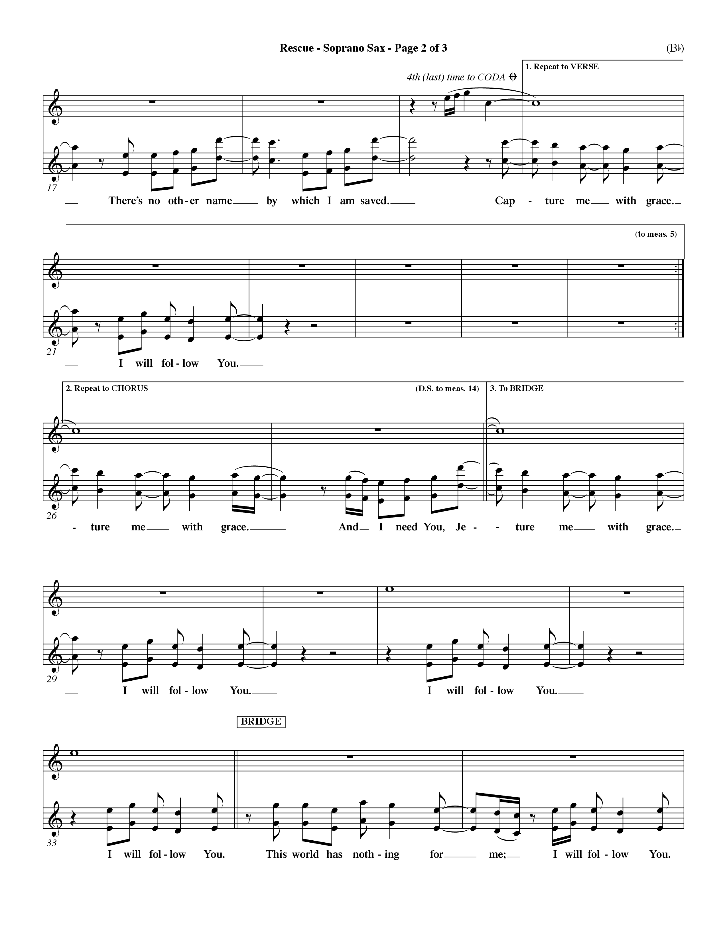 Rescue (Choral Anthem SATB) Saxophone (Word Music Choral / Orch. Dave Williamson)