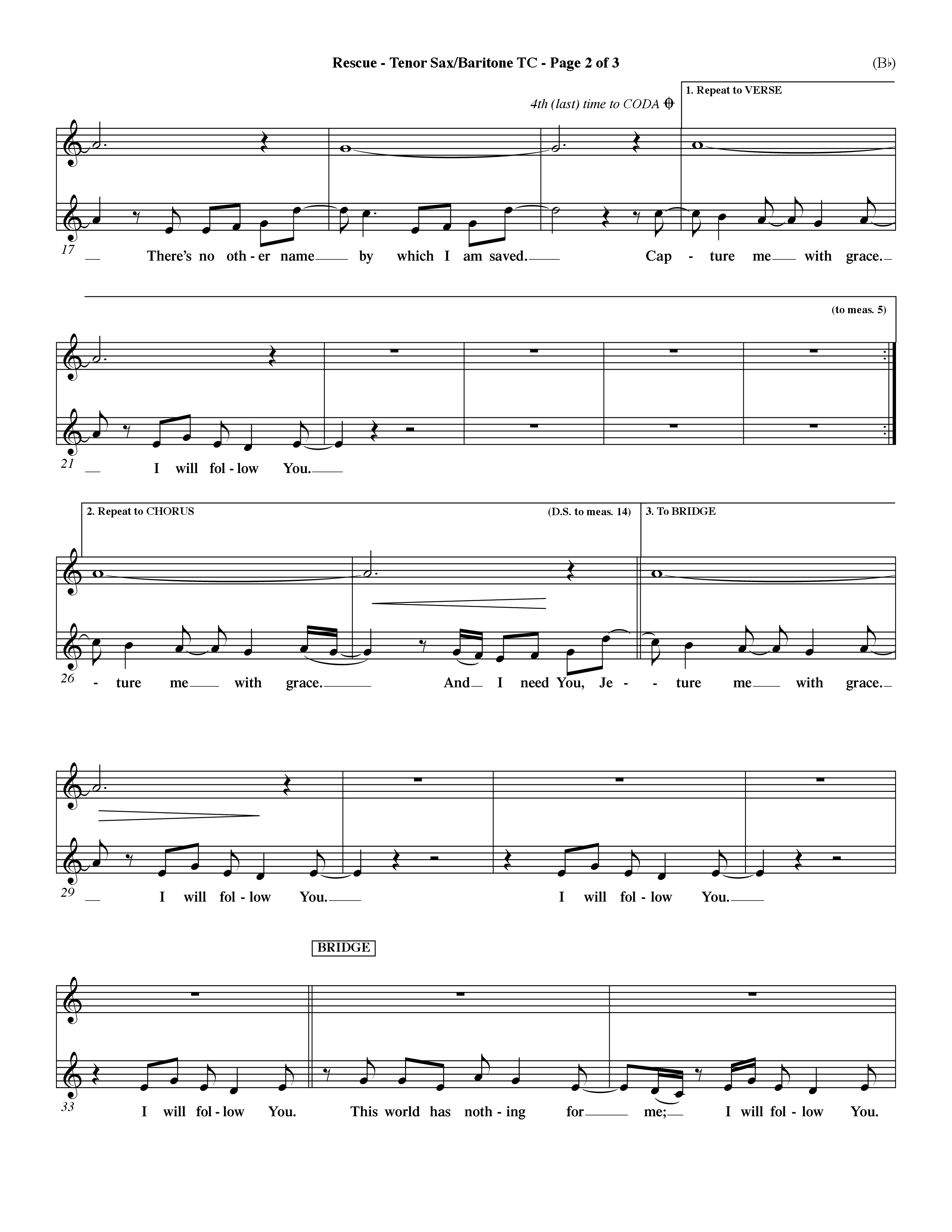 Rescue (Choral Anthem SATB) Tenor Sax/Baritone T.C. (Word Music Choral / Orch. Dave Williamson)