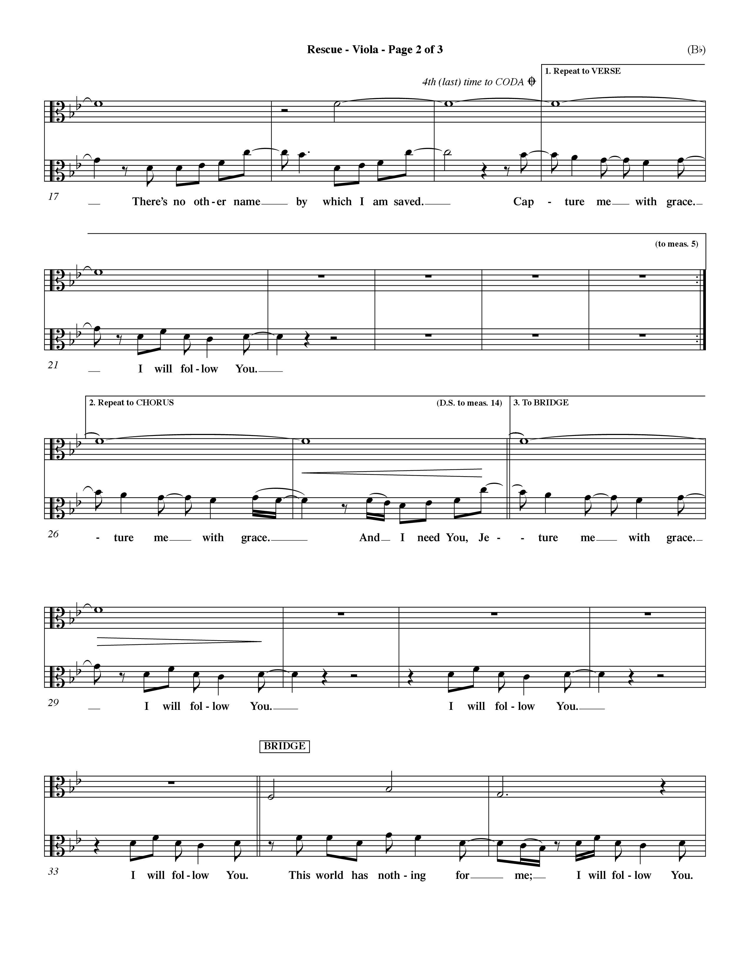 Rescue (Choral Anthem SATB) Viola (Word Music Choral / Orch. Dave Williamson)