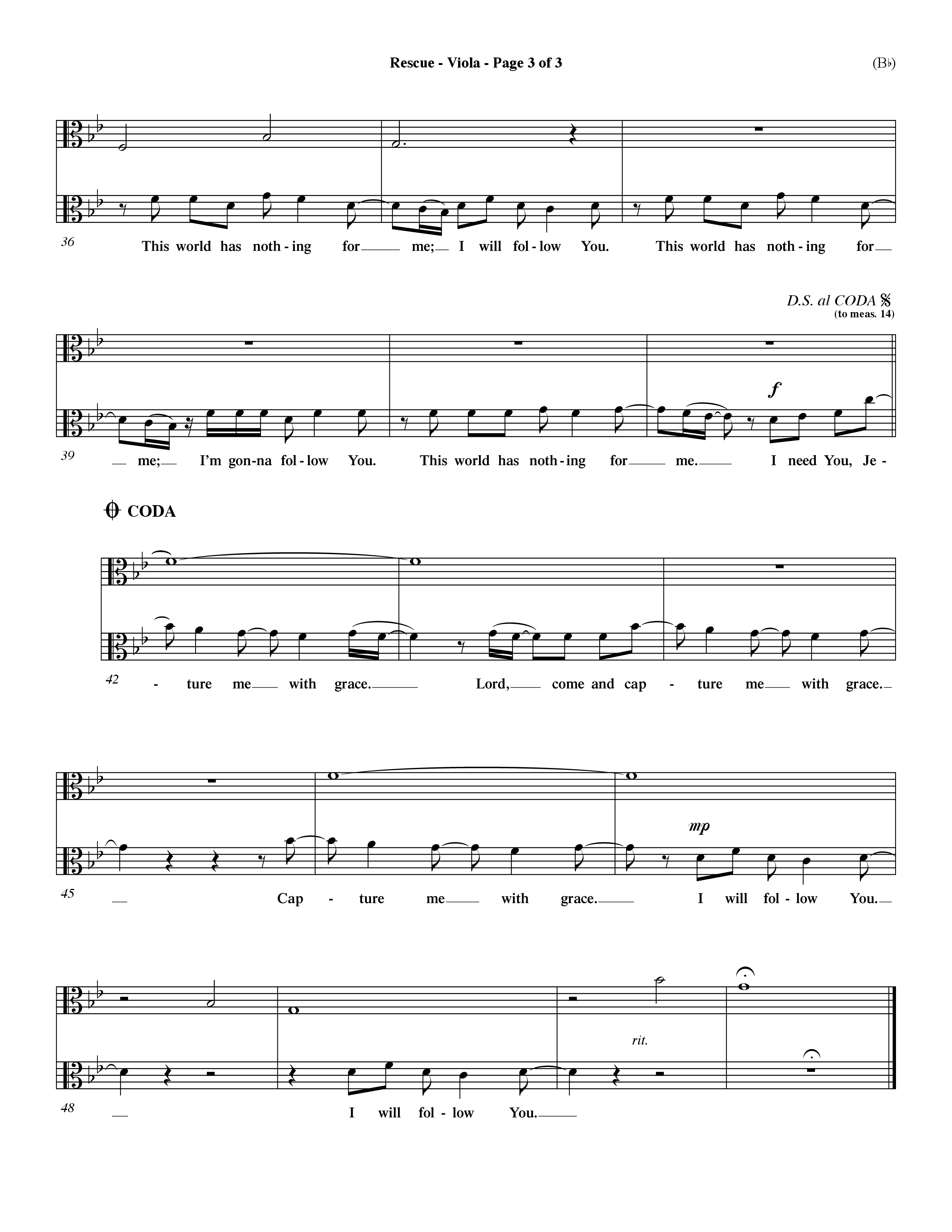 Rescue (Choral Anthem SATB) Viola (Word Music Choral / Orch. Dave Williamson)