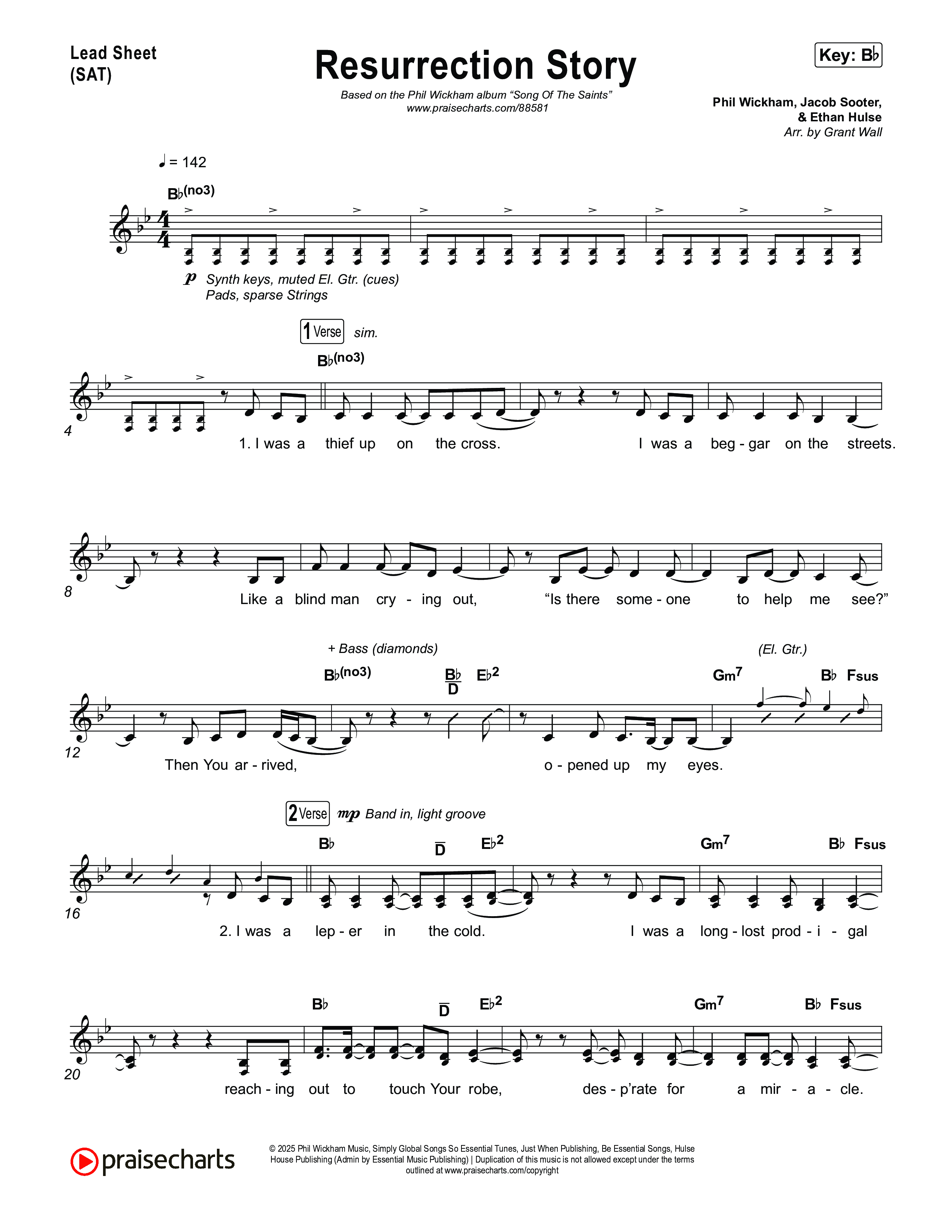 Resurrection Story Lead Sheet (SAT) (Phil Wickham)