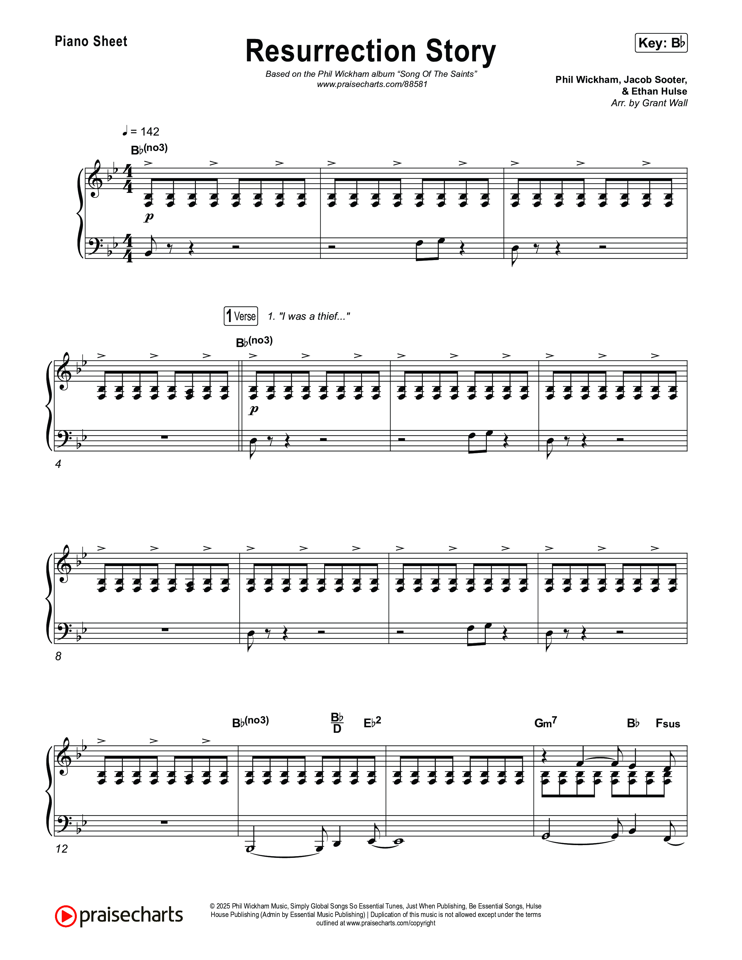 Resurrection Story Piano Sheet (Phil Wickham)