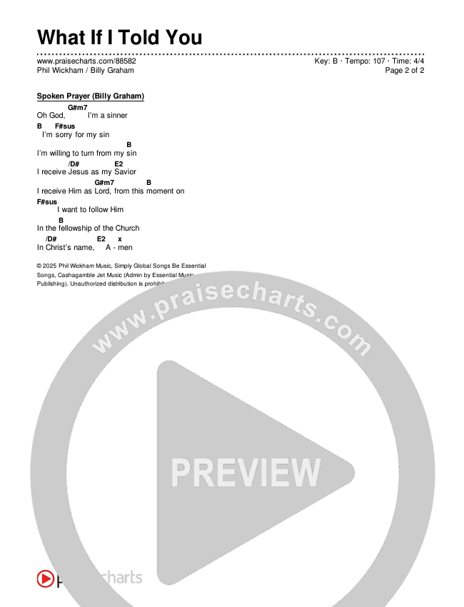 What If I Told You Chords & Lyrics (Phil Wickham / Billy Graham)