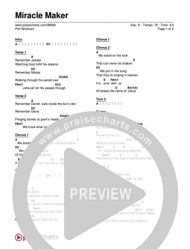 Miracle Maker Chords & Lyrics (Phil Wickham)