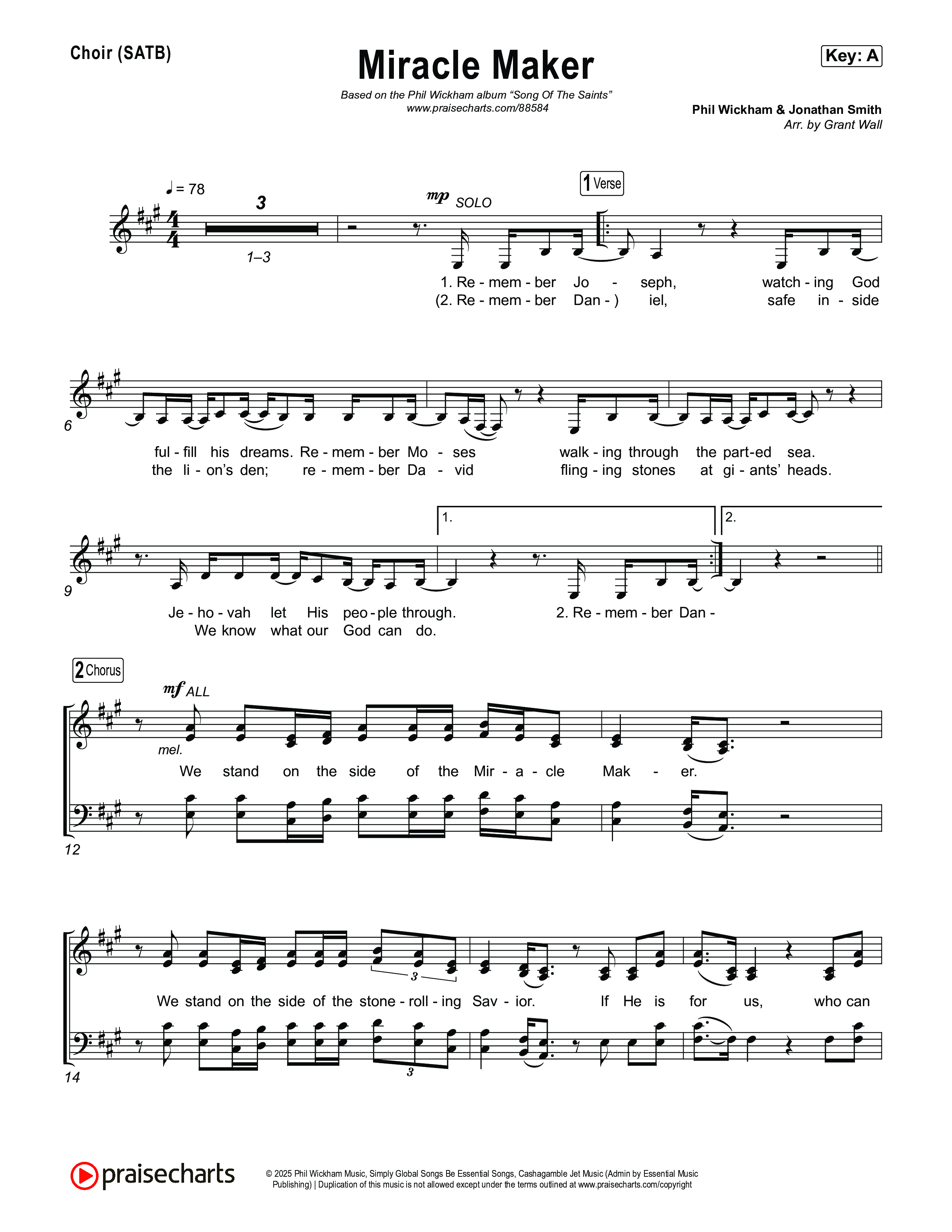 Miracle Maker Choir Sheet (SATB) (Phil Wickham)