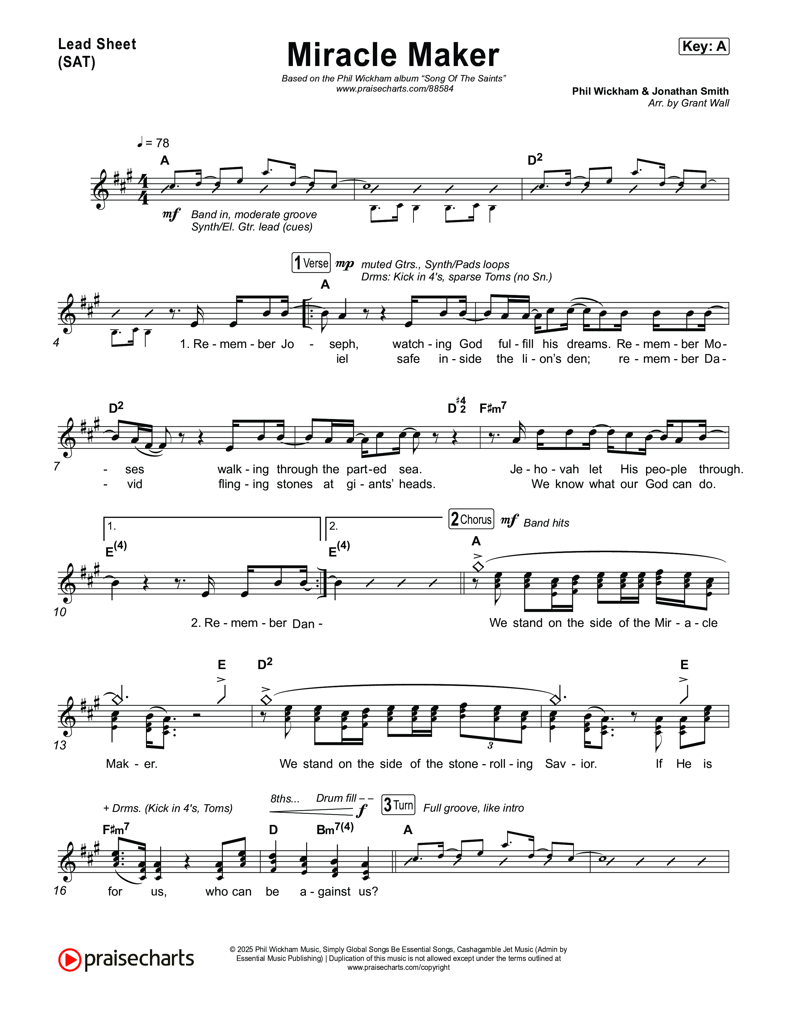 Miracle Maker Lead Sheet (SAT) (Phil Wickham)