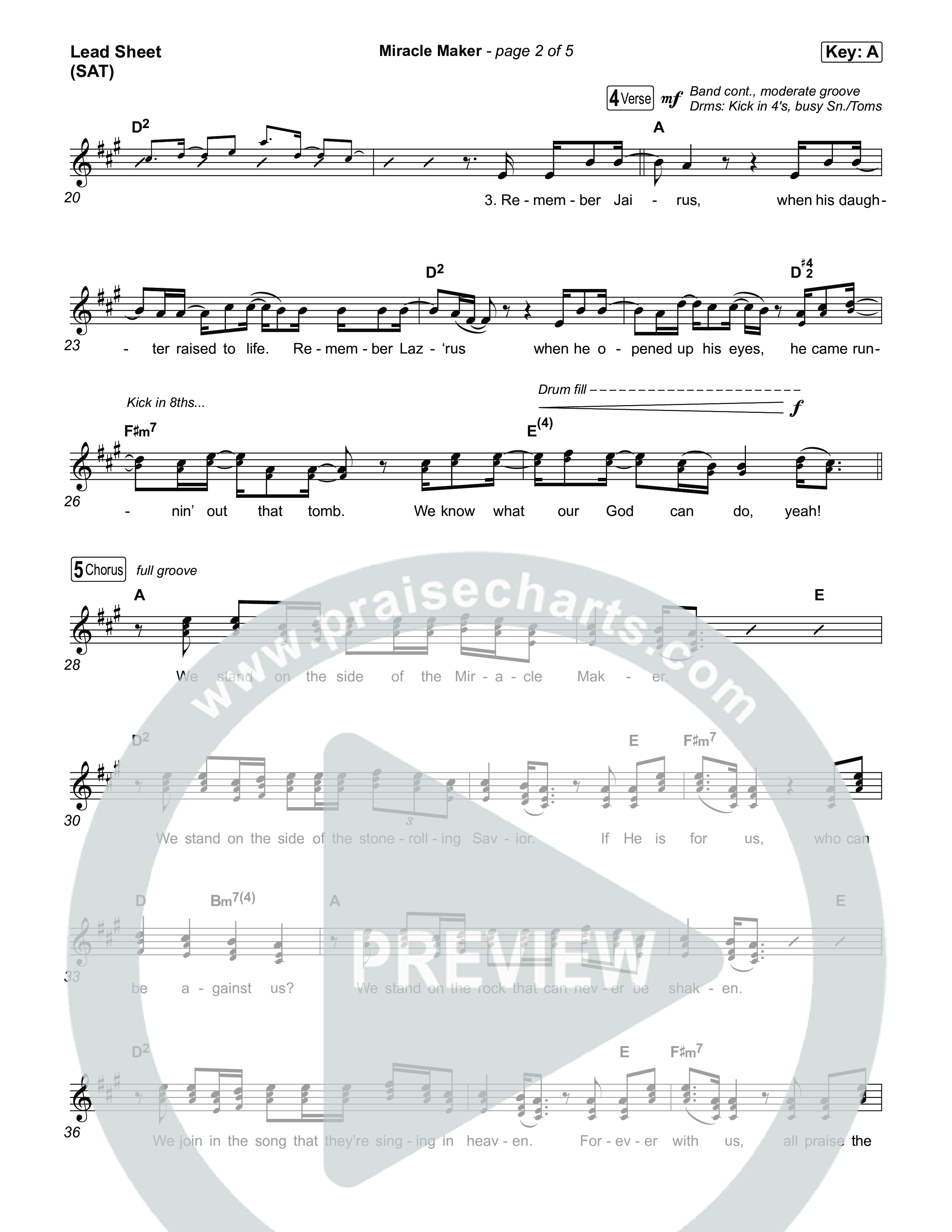 Miracle Maker Lead Sheet (SAT) (Phil Wickham)