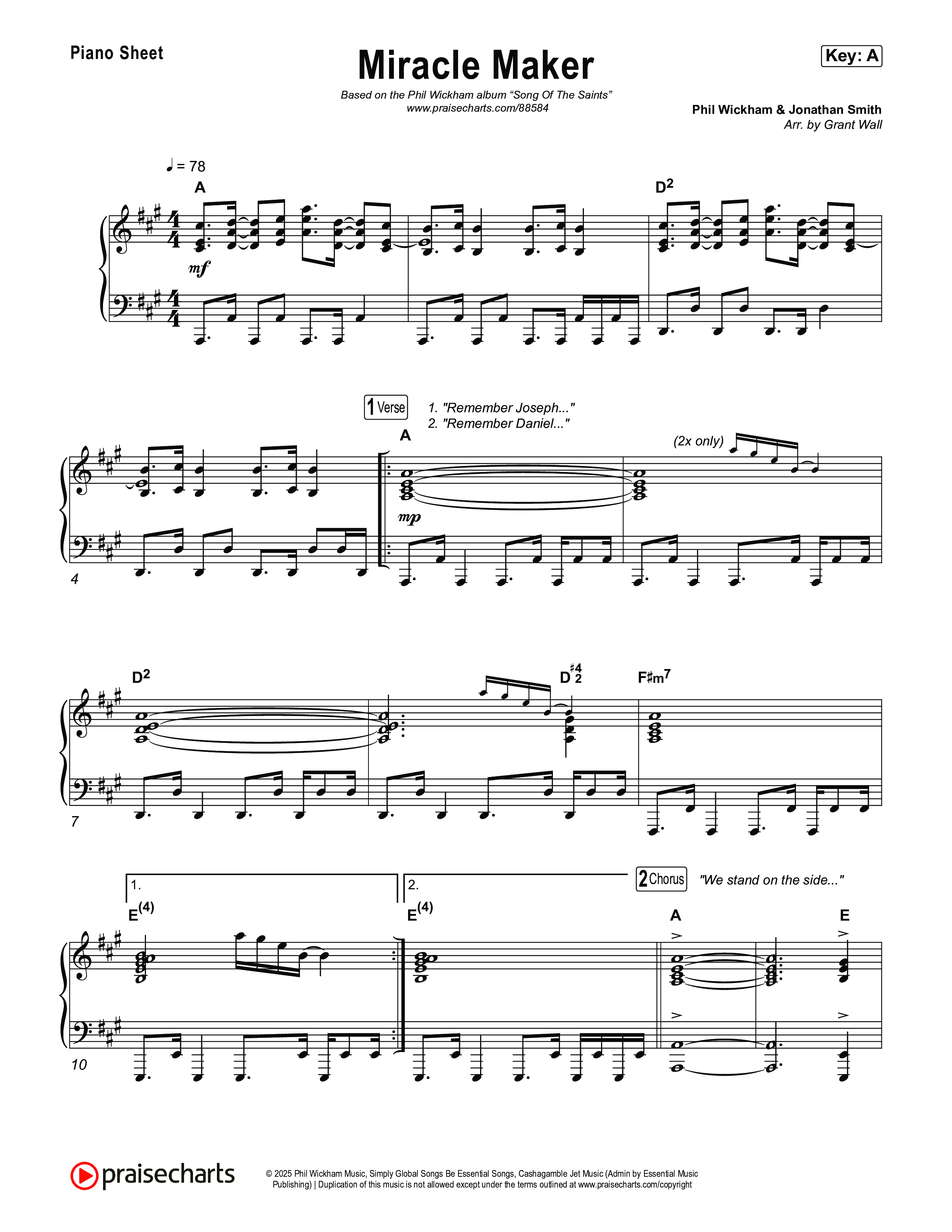 Miracle Maker Piano Sheet (Phil Wickham)