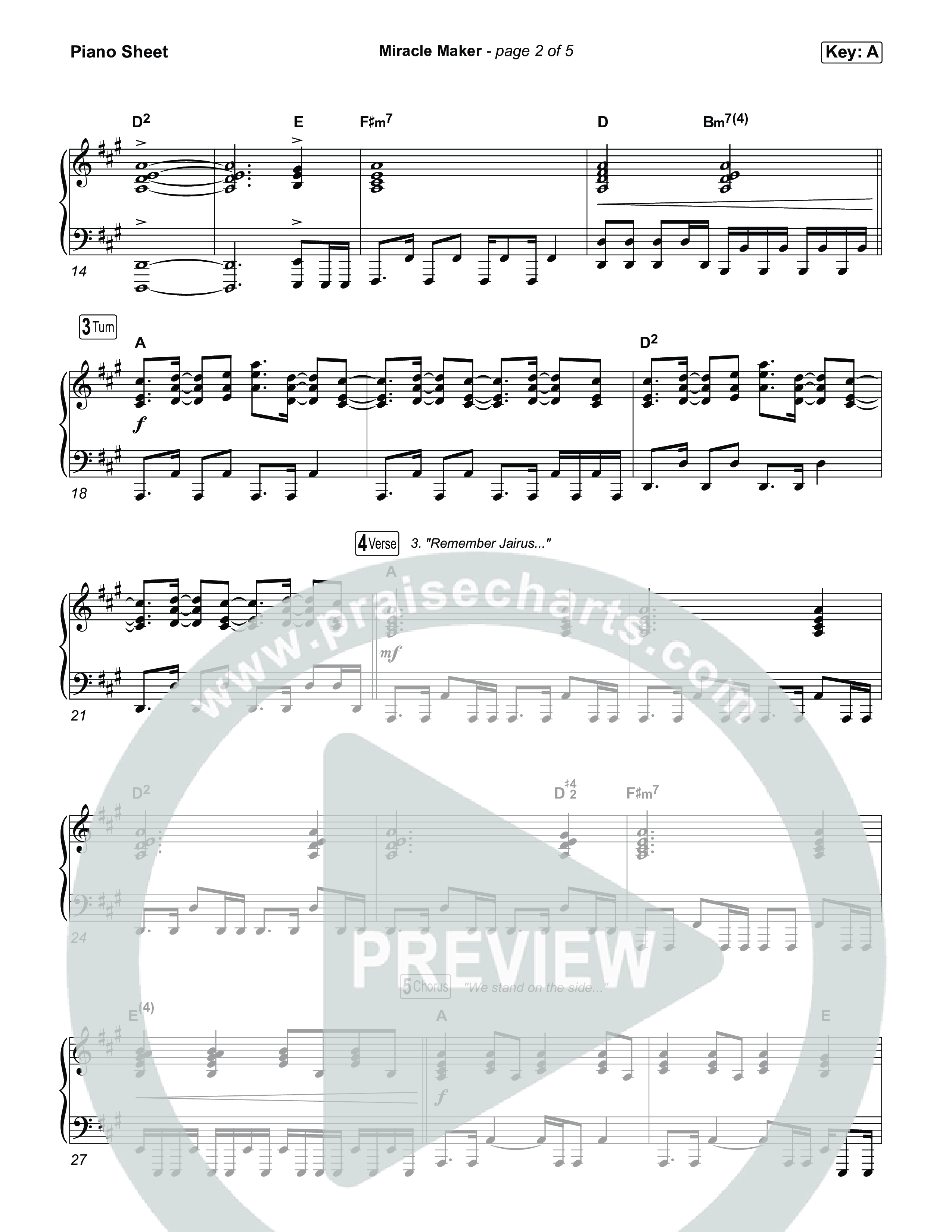 Miracle Maker Piano Sheet (Phil Wickham)