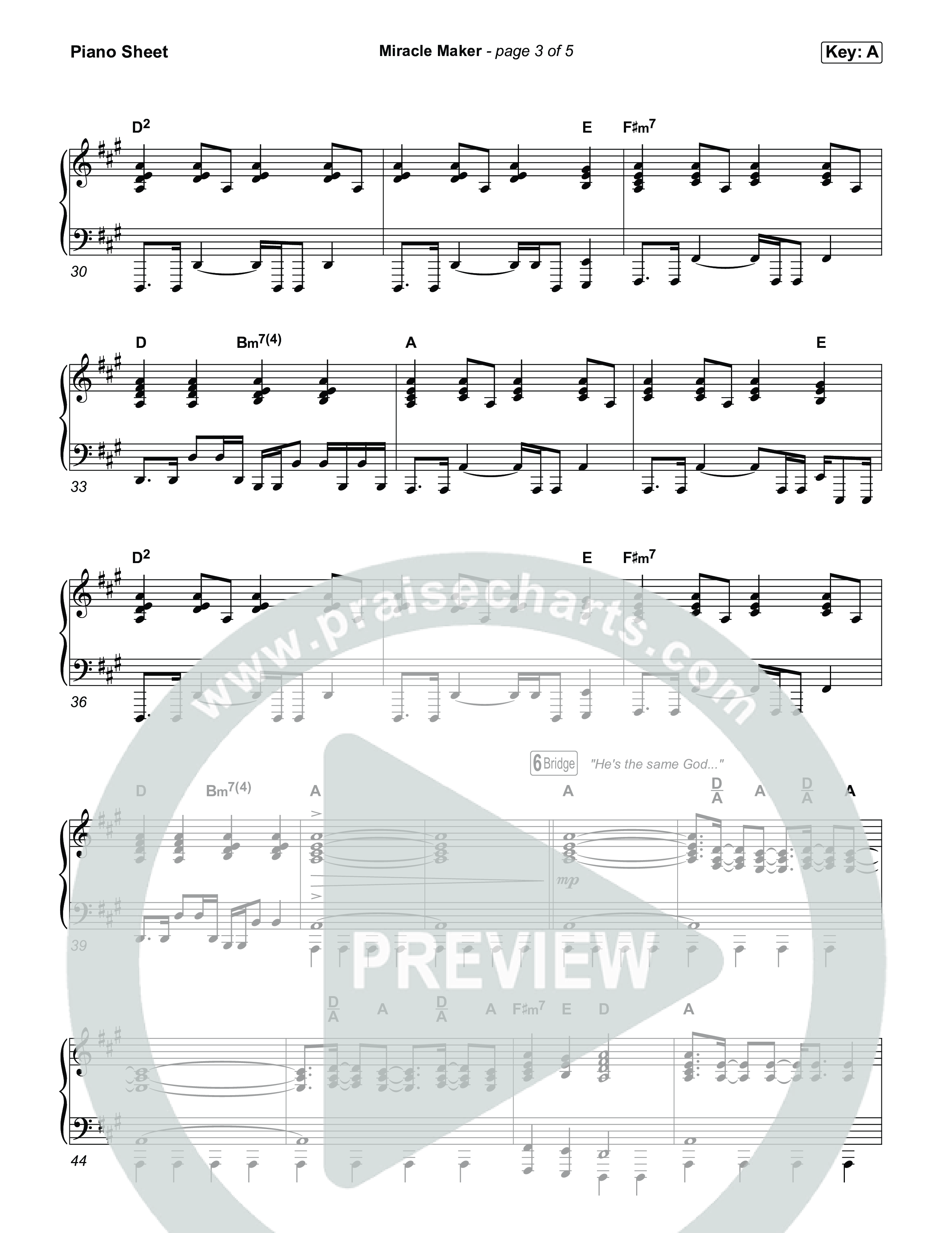 Miracle Maker Piano Sheet (Phil Wickham)