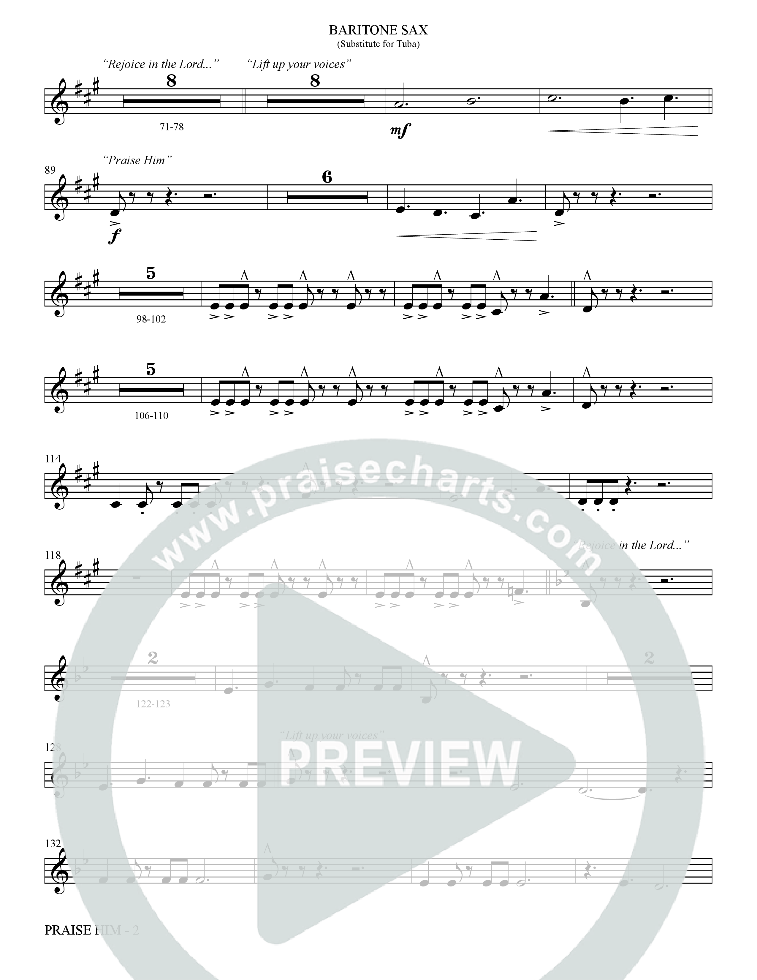 Praise Him (Choral Anthem SATB) Bari Sax (The Brooklyn Tabernacle Choir / Arr. Carol Cymbala / Orch. Jason Michael Webb)