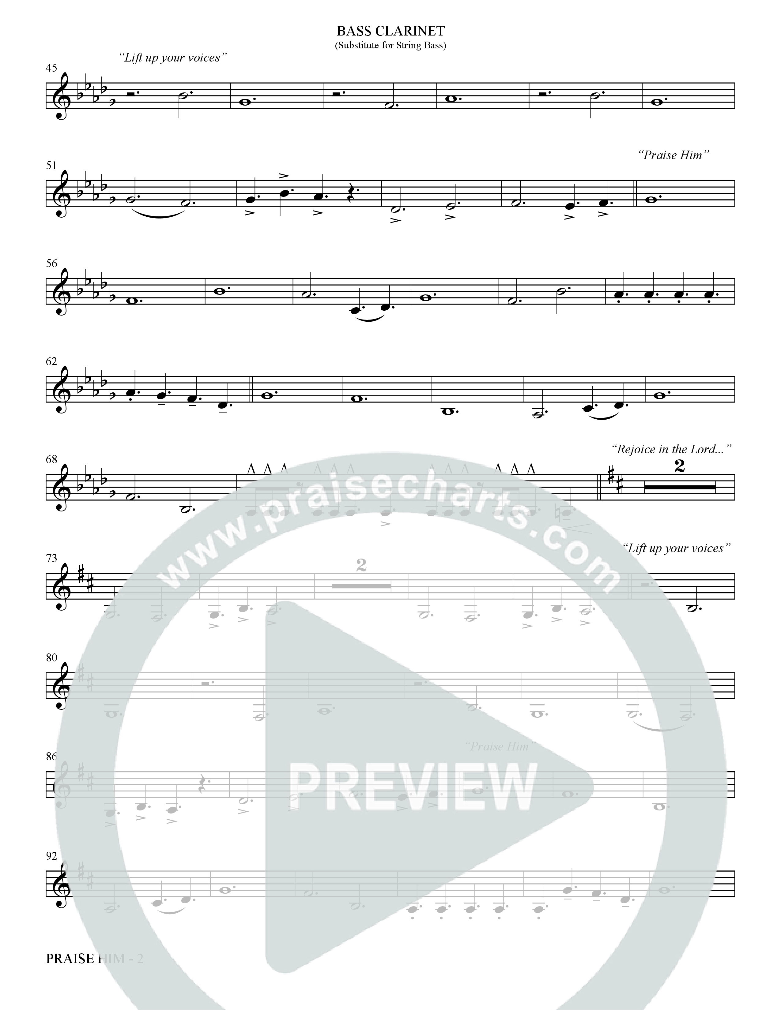 Praise Him (Choral Anthem SATB) Bass Clarinet (The Brooklyn Tabernacle Choir / Arr. Carol Cymbala / Orch. Jason Michael Webb)