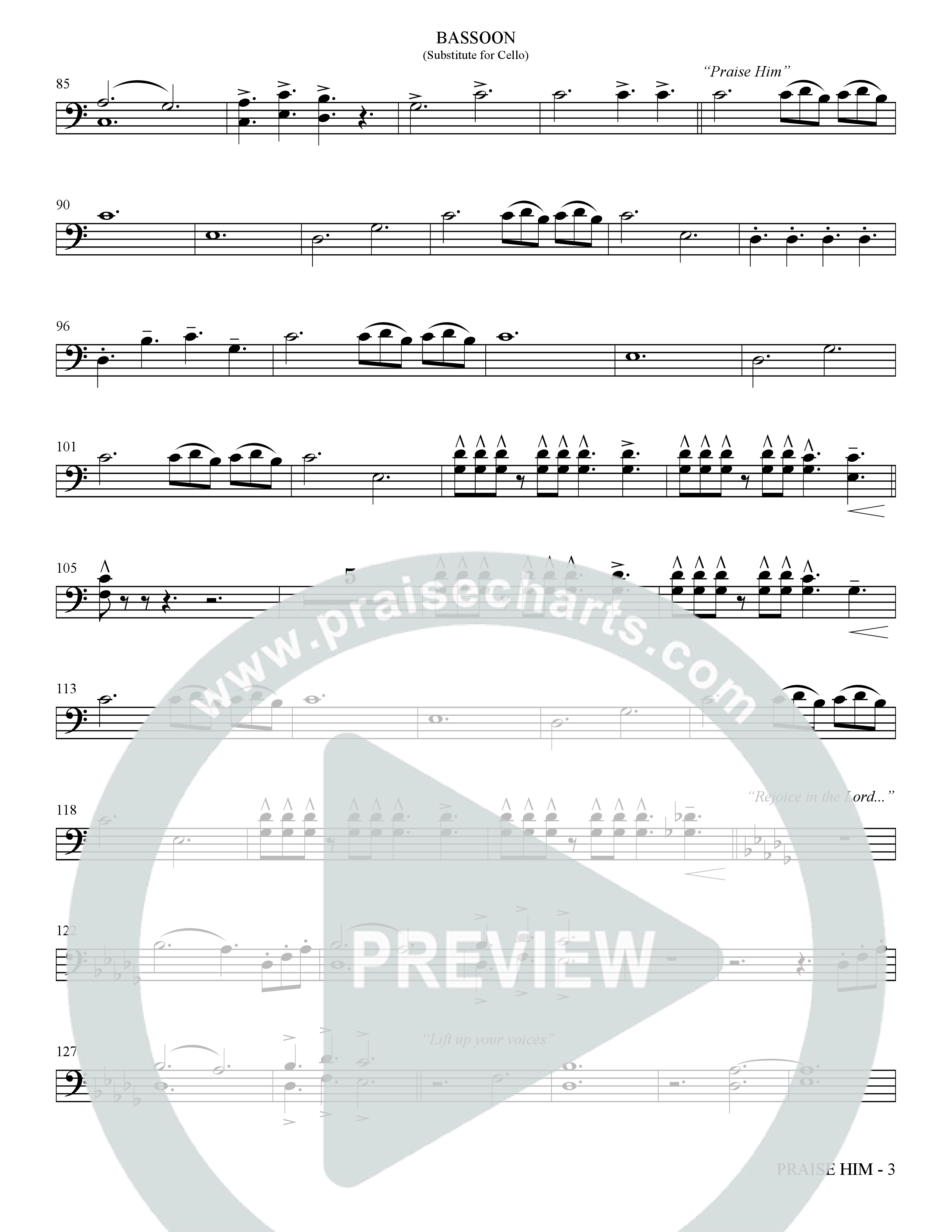 Praise Him (Choral Anthem SATB) Bassoon (The Brooklyn Tabernacle Choir / Arr. Carol Cymbala / Orch. Jason Michael Webb)