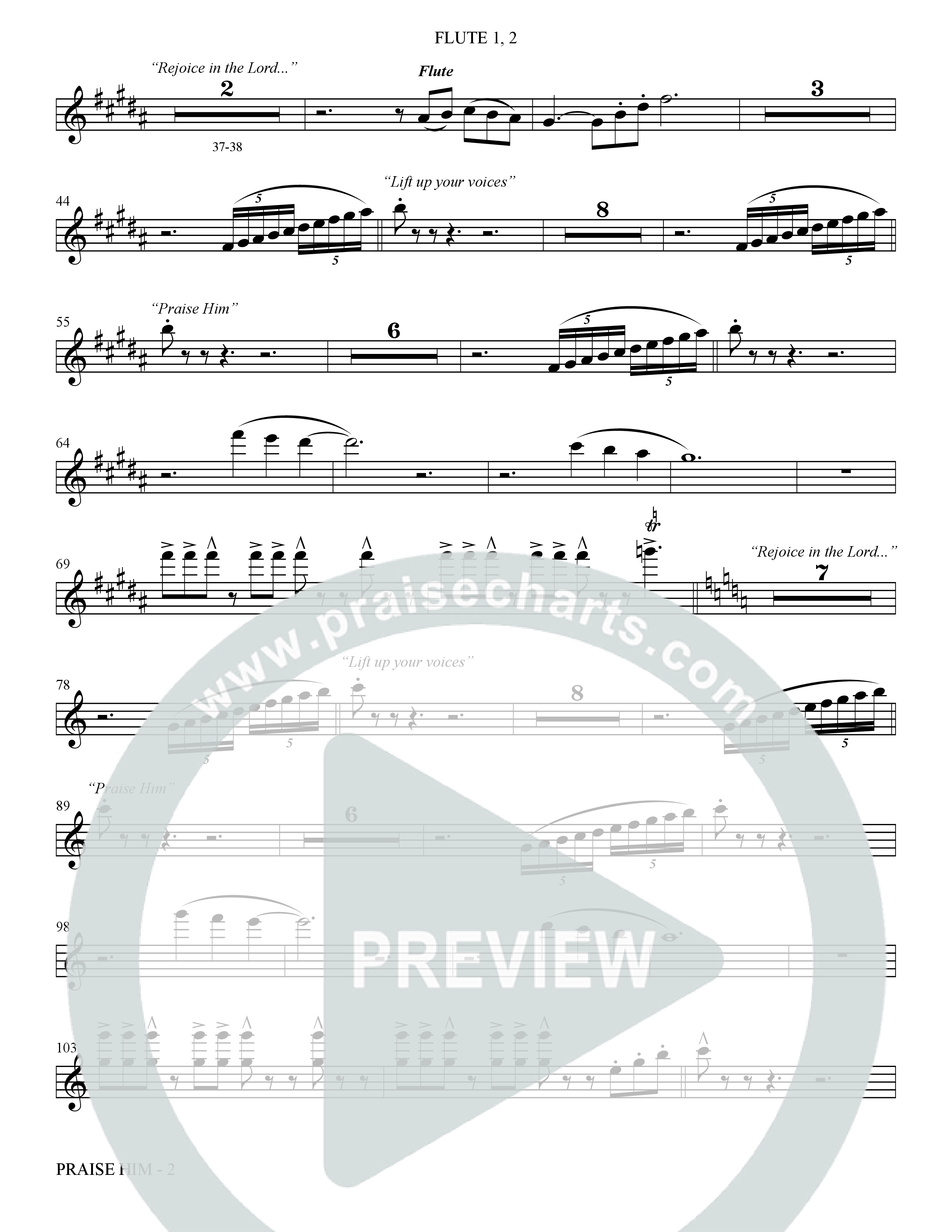 Praise Him (Choral Anthem SATB) Flute 1/2 (The Brooklyn Tabernacle Choir / Arr. Carol Cymbala / Orch. Jason Michael Webb)