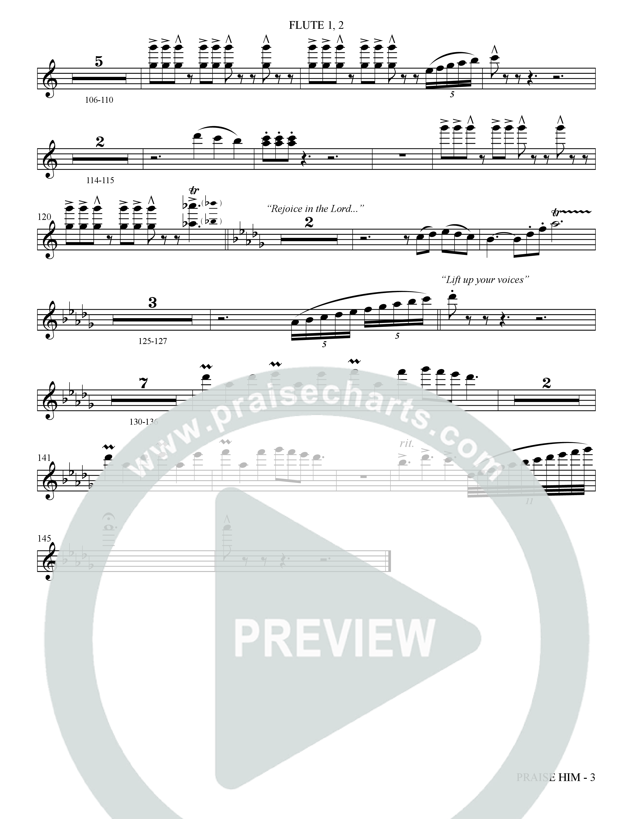 Praise Him (Choral Anthem SATB) Flute 1/2 (The Brooklyn Tabernacle Choir / Arr. Carol Cymbala / Orch. Jason Michael Webb)