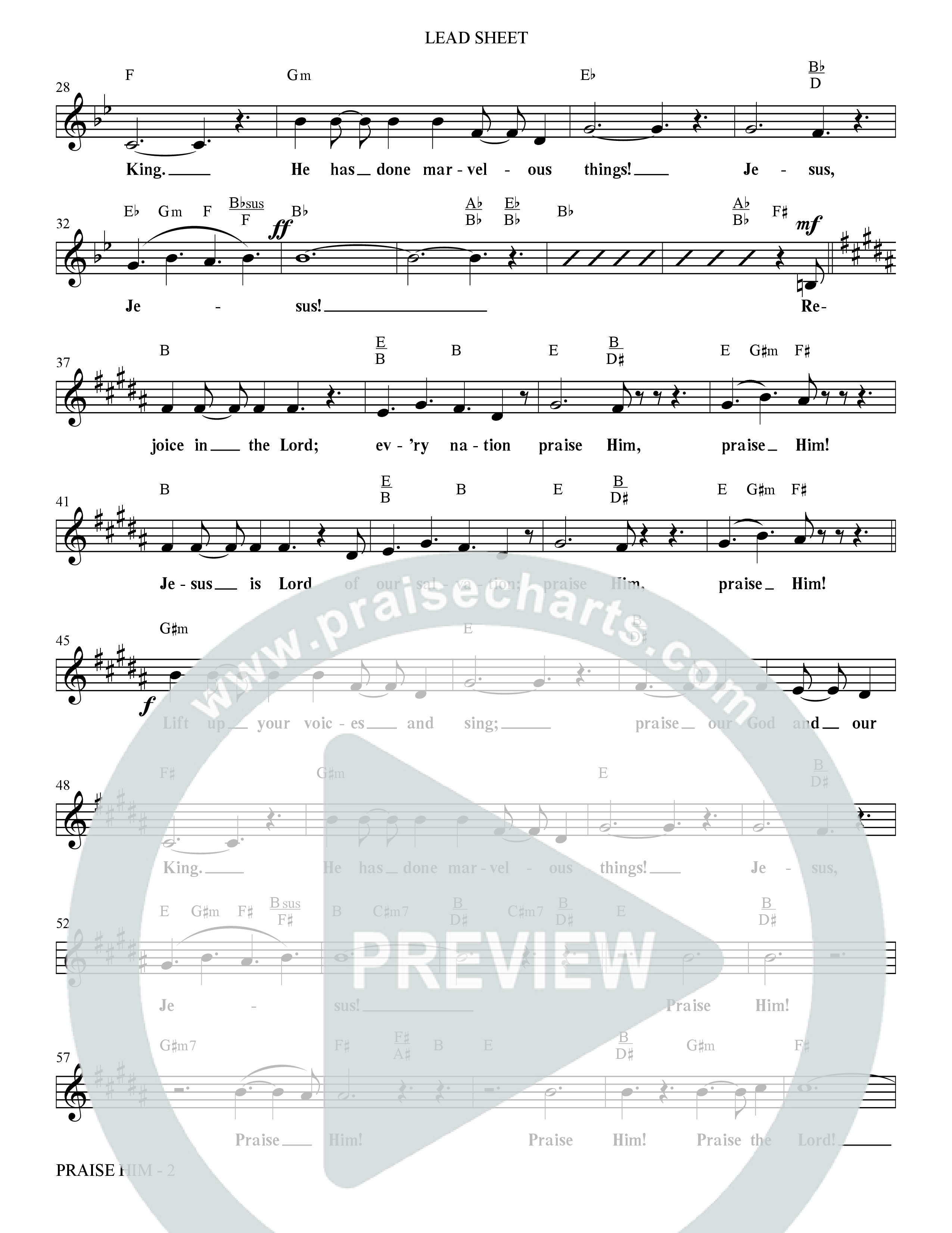Praise Him (Choral Anthem SATB) Lead Sheet (Melody) (The Brooklyn Tabernacle Choir / Arr. Carol Cymbala / Orch. Jason Michael Webb)