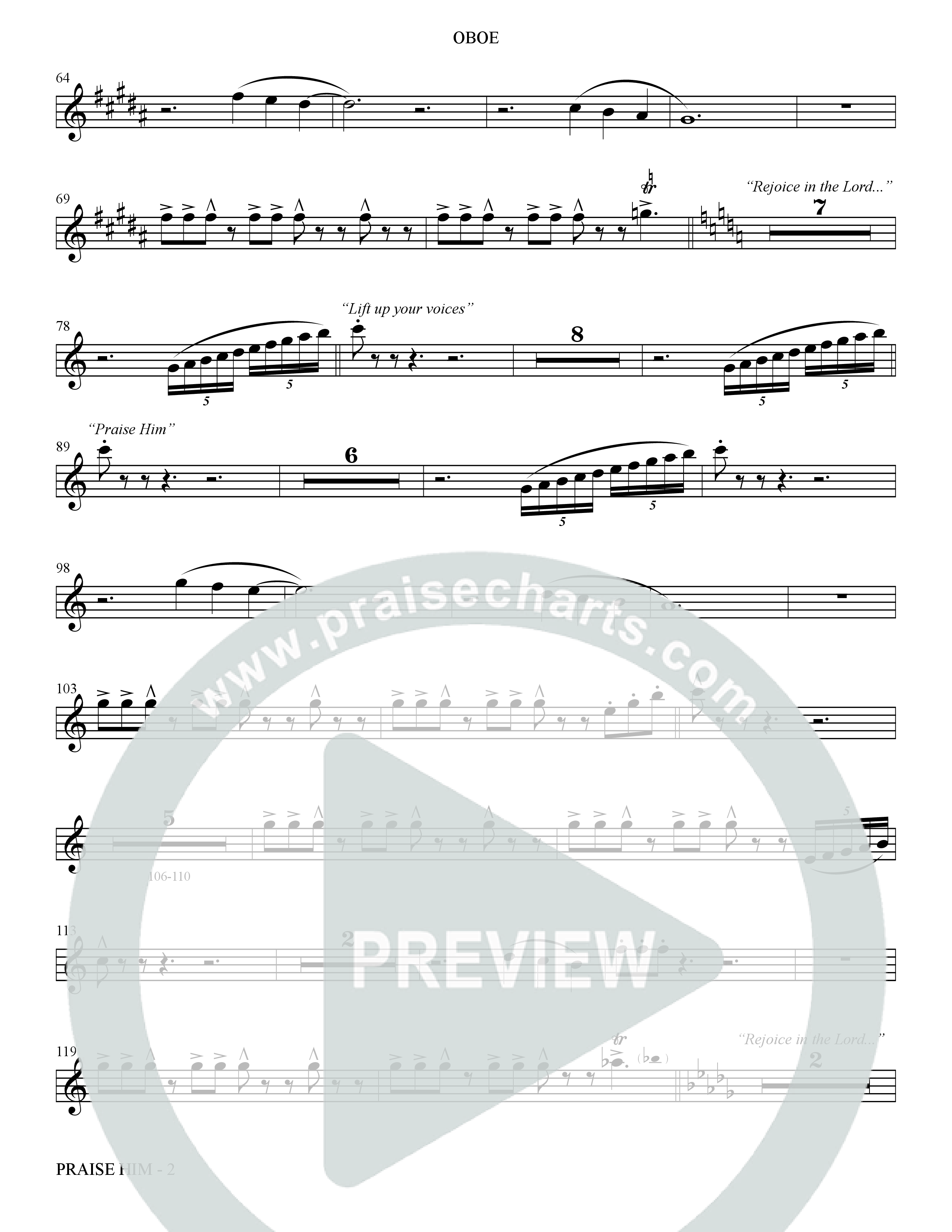 Praise Him (Choral Anthem SATB) Oboe (The Brooklyn Tabernacle Choir / Arr. Carol Cymbala / Orch. Jason Michael Webb)